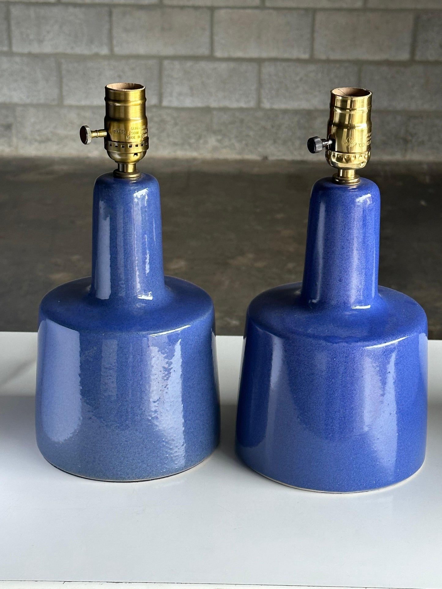 Frisman Vintage Martz Lamps by Jane and Gordon Martz for Marshall Studios, Blue, Ceramic