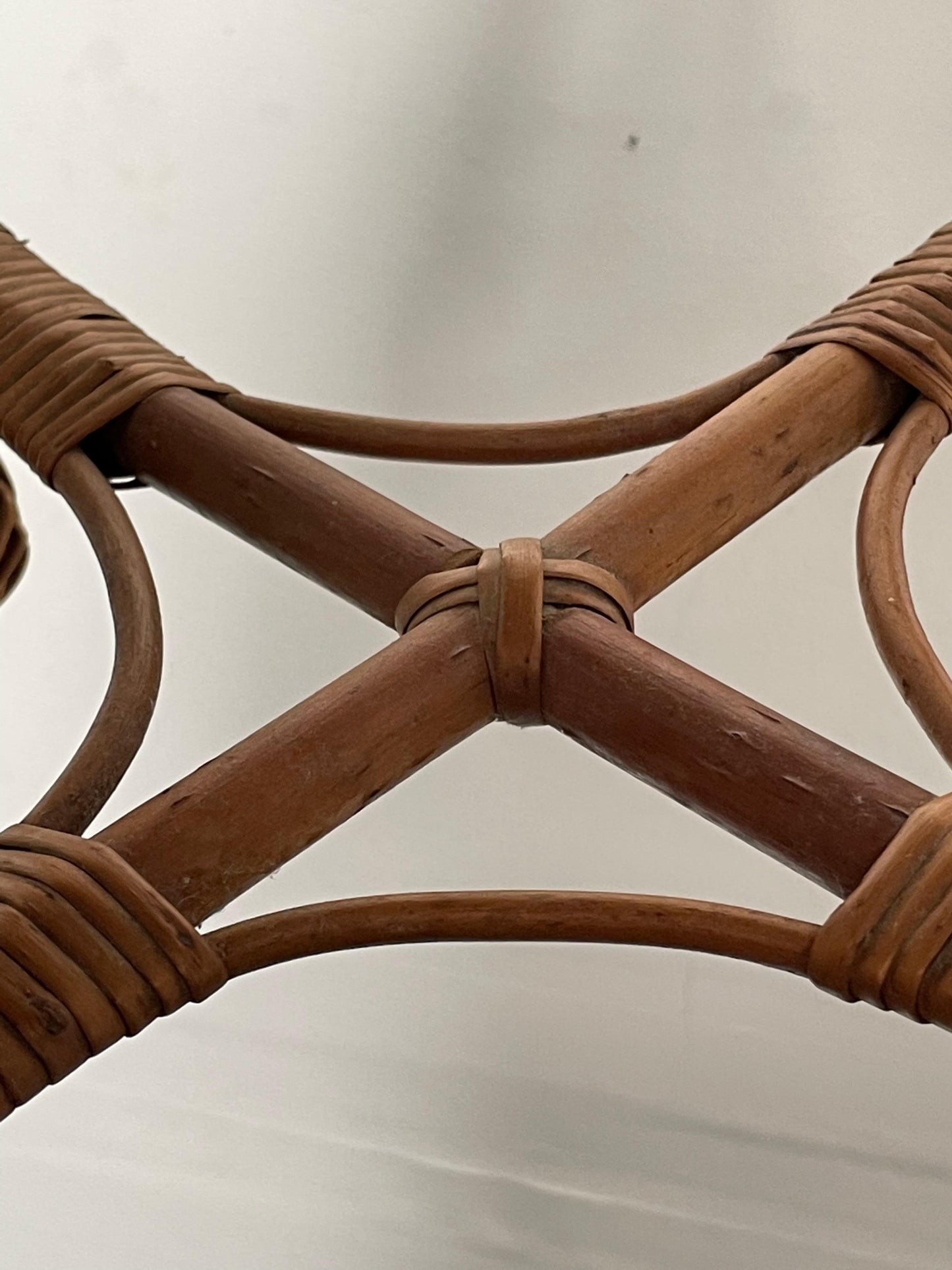 Frisman Vintage Bamboo and Wicker Stool, Style of Tony Paul and Franco Albini