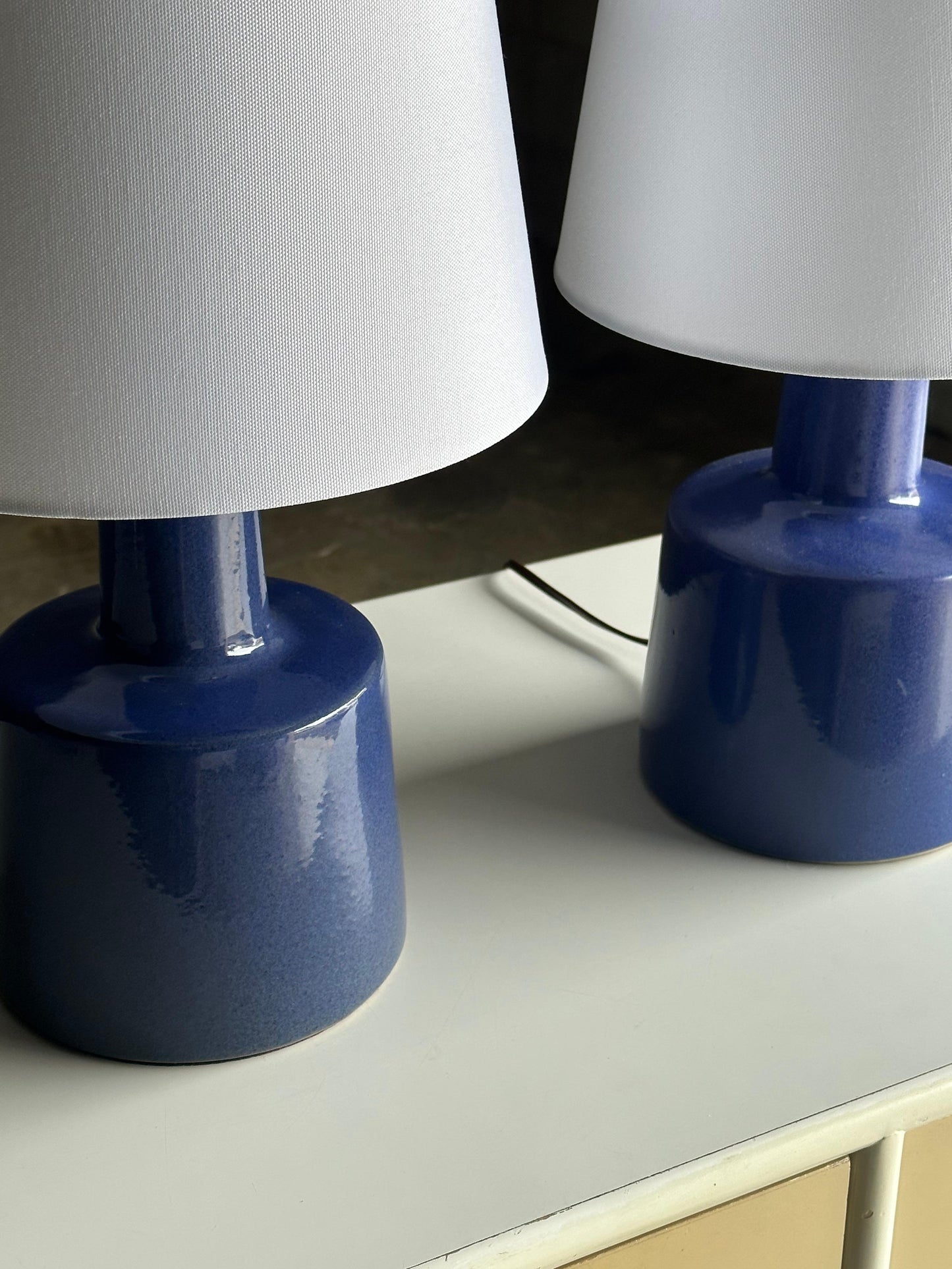 Frisman Vintage Martz Lamps by Jane and Gordon Martz for Marshall Studios, Blue, Ceramic