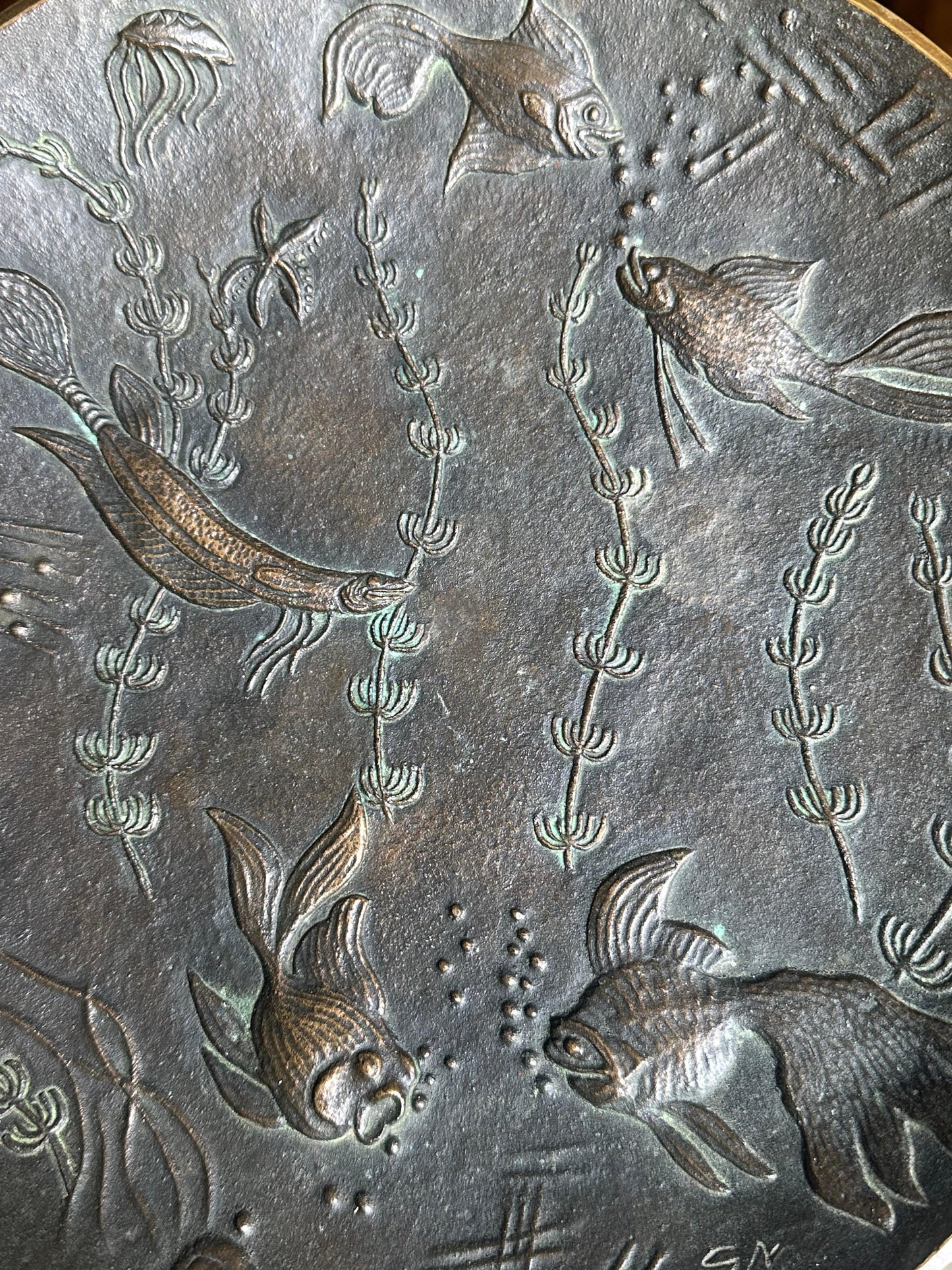 Frisman Vintage Solid Bronze Low Bowl by Gunnar Nylund for Akta Brons, Sweden, 1940s