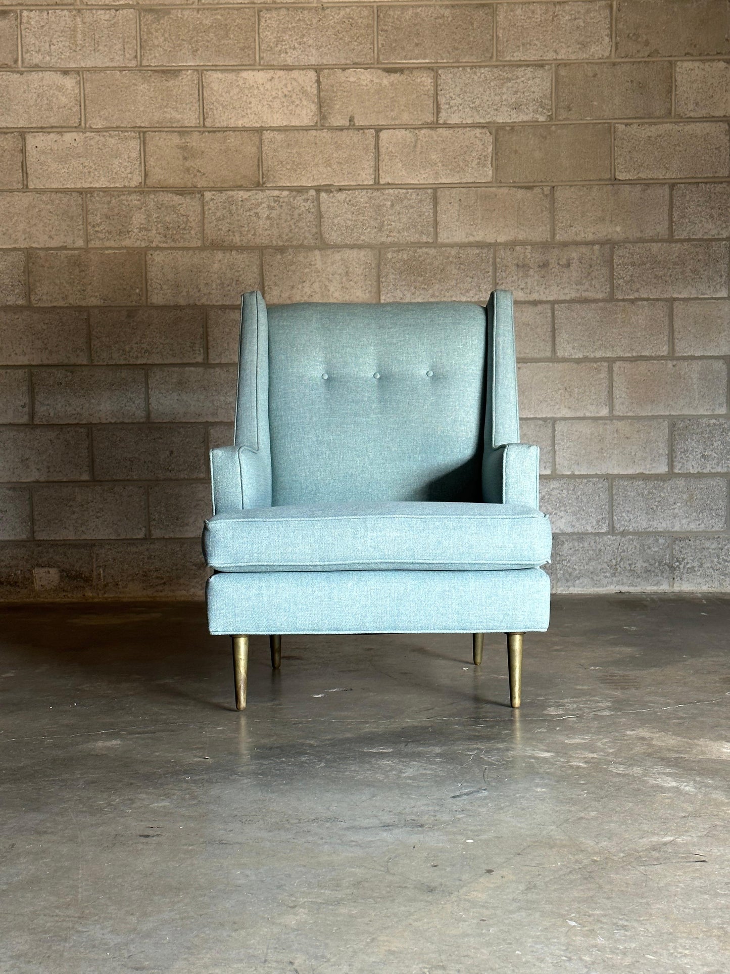 Frisman Vintage Edward Wormley for Dunbar "Tall Man" Lounge Chair With Brass Legs