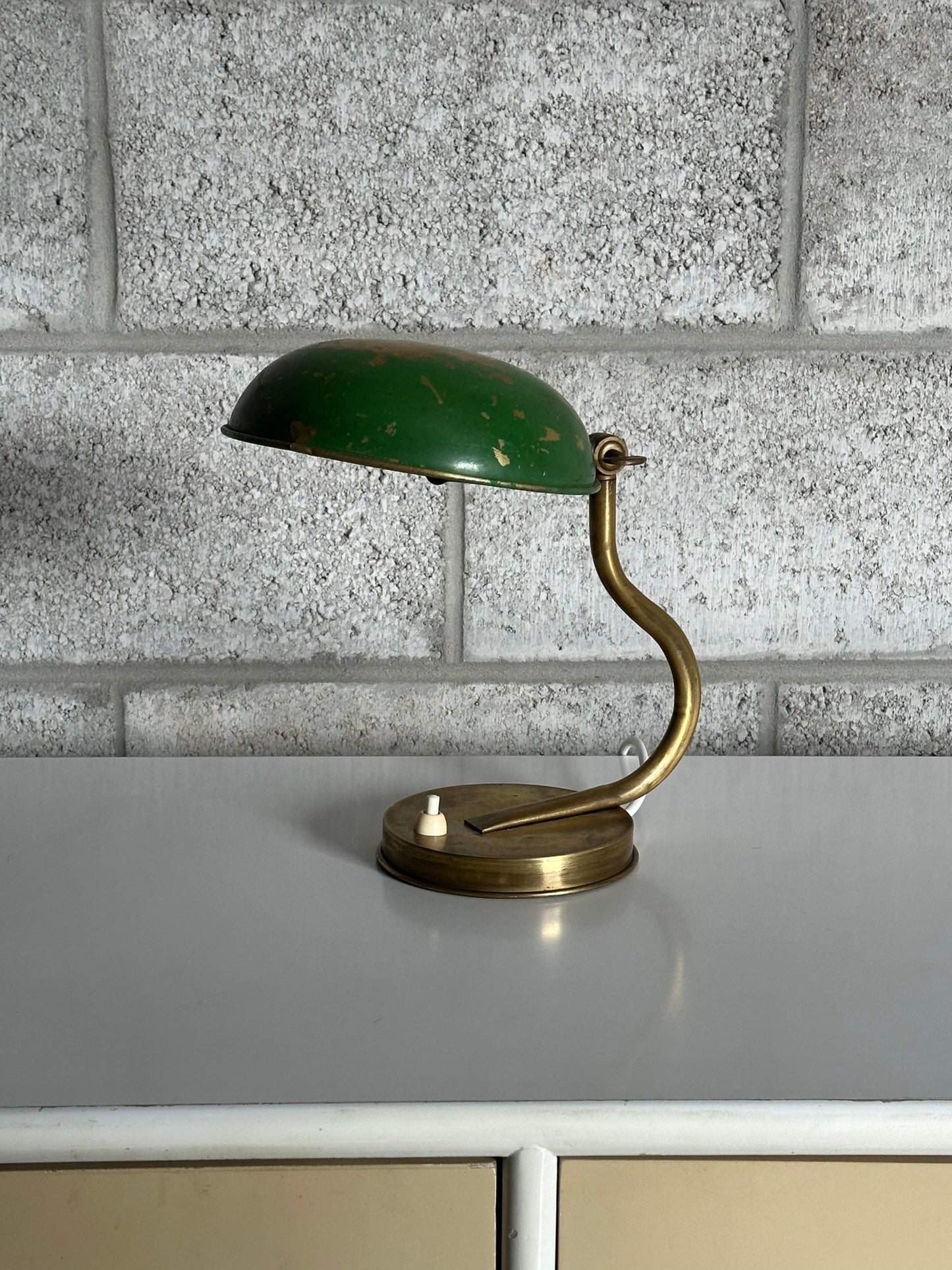 Frisman Vintage 1940s Swedish Modern Organic Wall/ Table Lamp by Asea, Brass and Paint