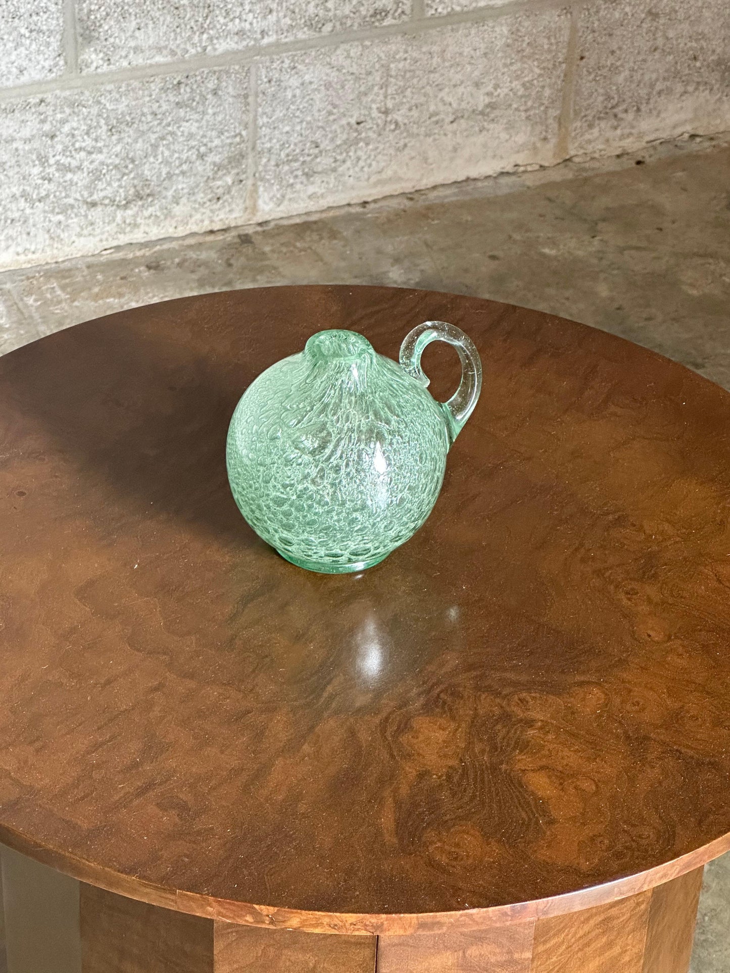 Frisman Vintage Ture Berglund Glass Jug Vase With Handle, Sweden