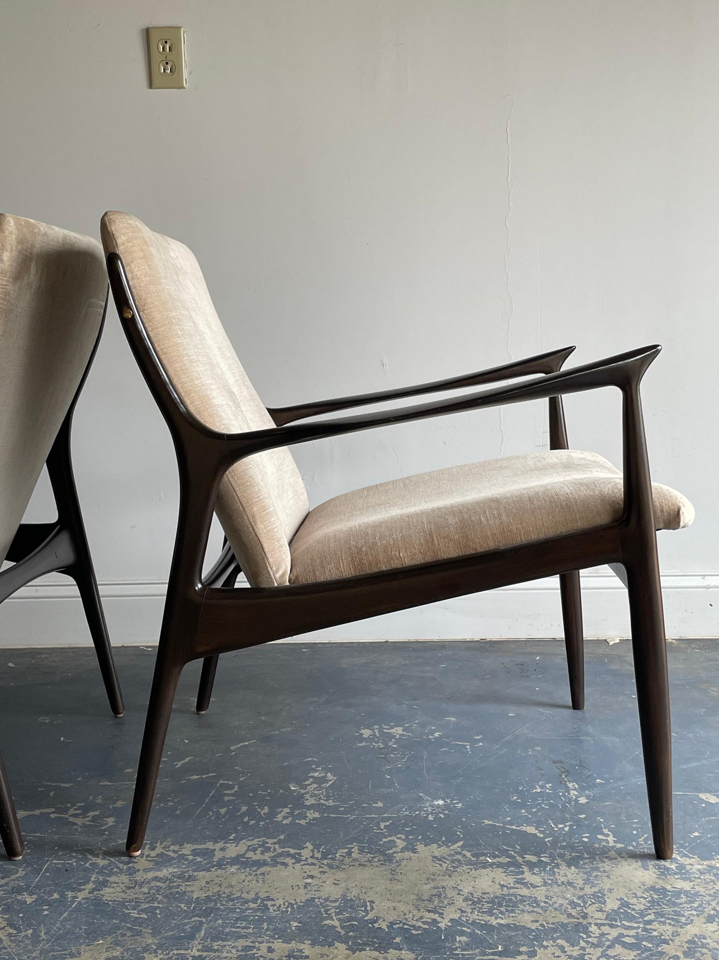 Frisman Vintage Ib Kofod Larsen Sculptural Lounge Chairs