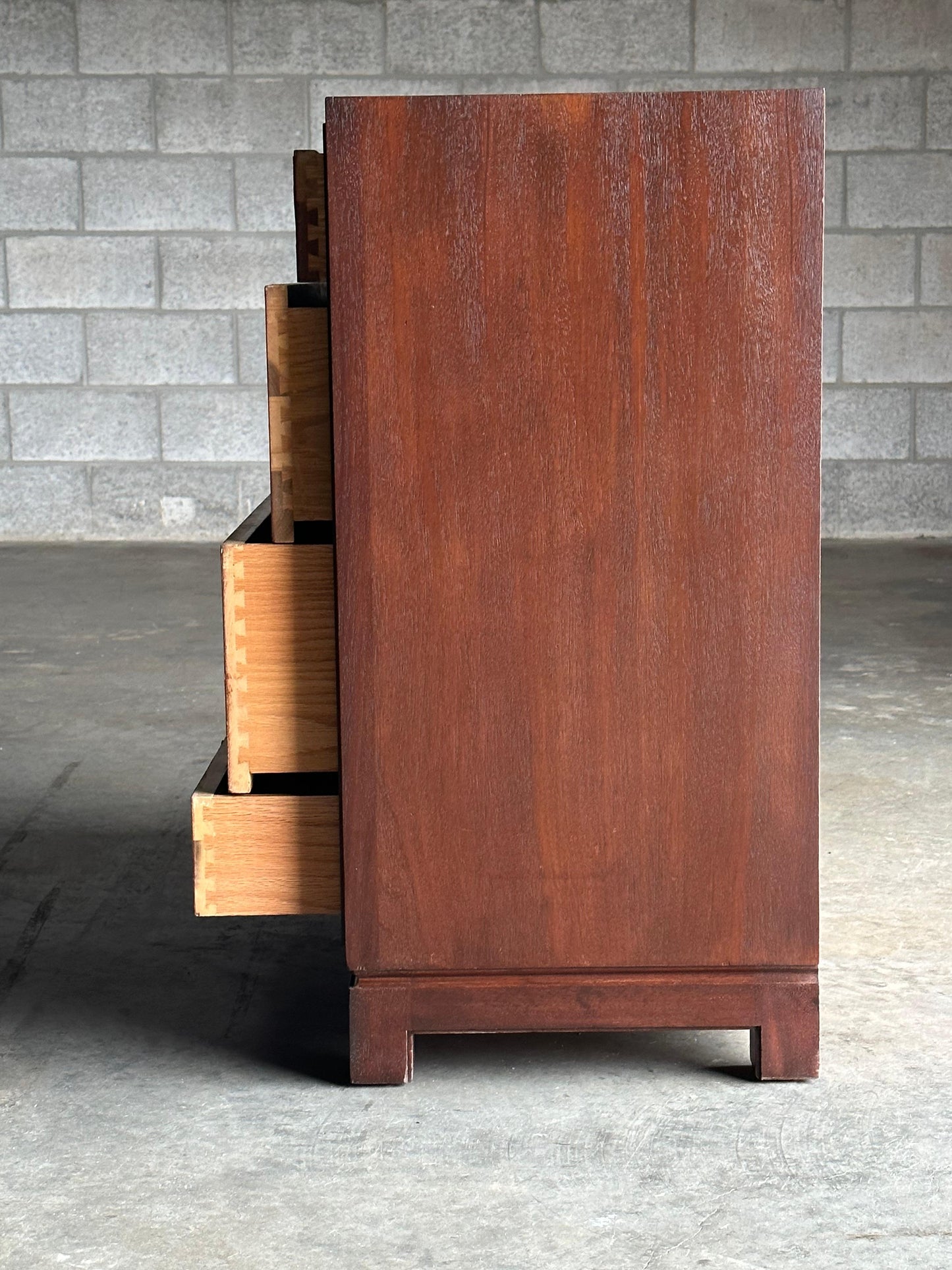 Frisman Vintage Tommi Parzinger Leather Front Chest of Drawers for Charak Modern