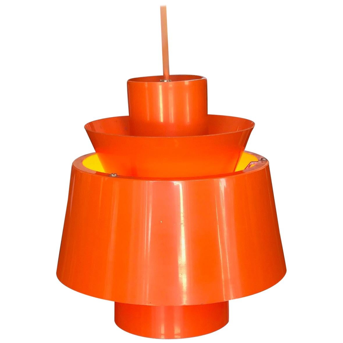 Frisman Vintage Unusual Mid Century Orange Pendant P254 by Jørn Utzon for Nordisk Solar Co