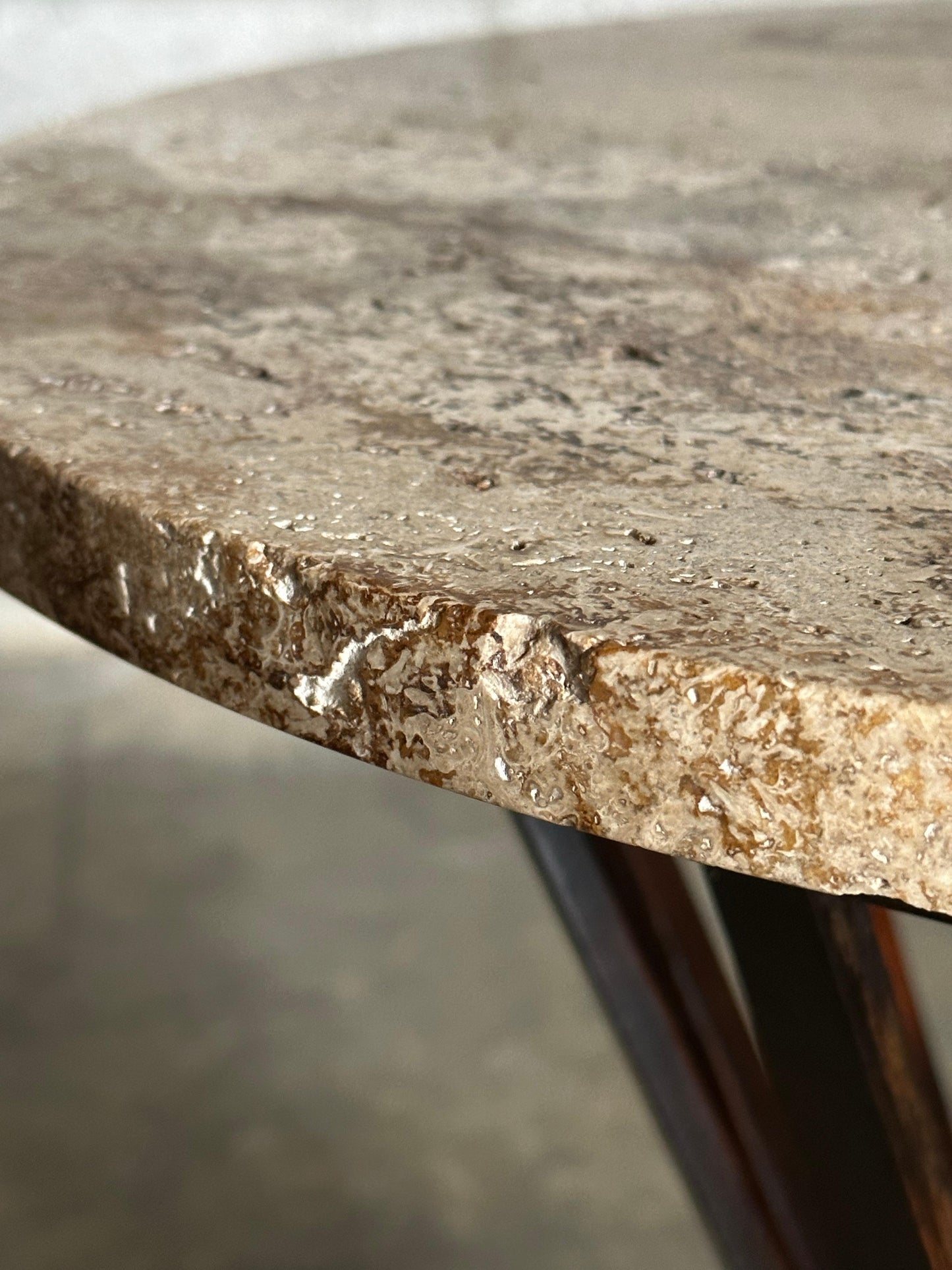 Frisman Vintage Edward Wormley for Dunbar Sheaf of Wheat Tables, Travertine and Ash