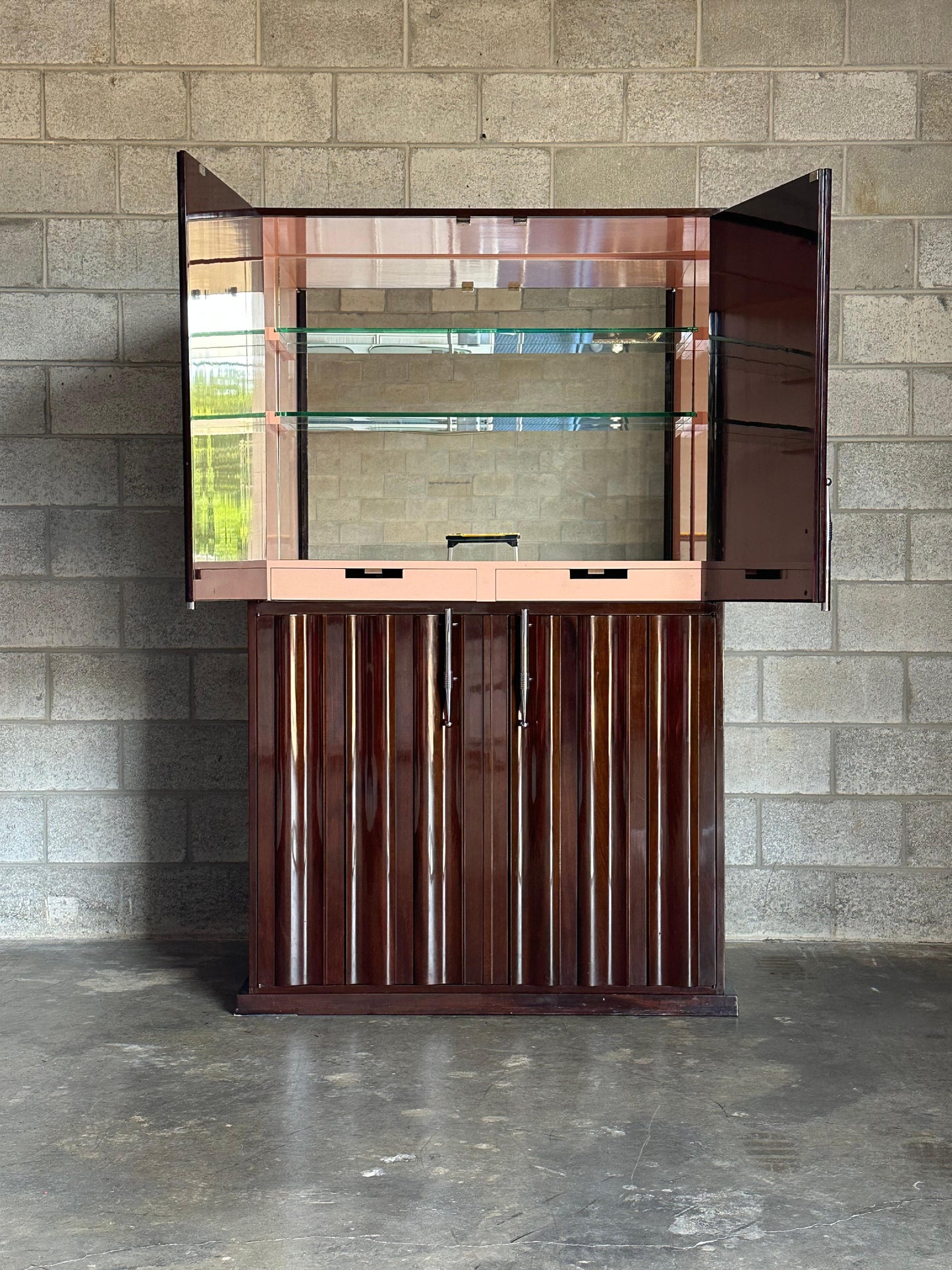 Frisman Vintage Tommi Parzinger Tall Illuminated Bar Cabinet for Parzinger Originals