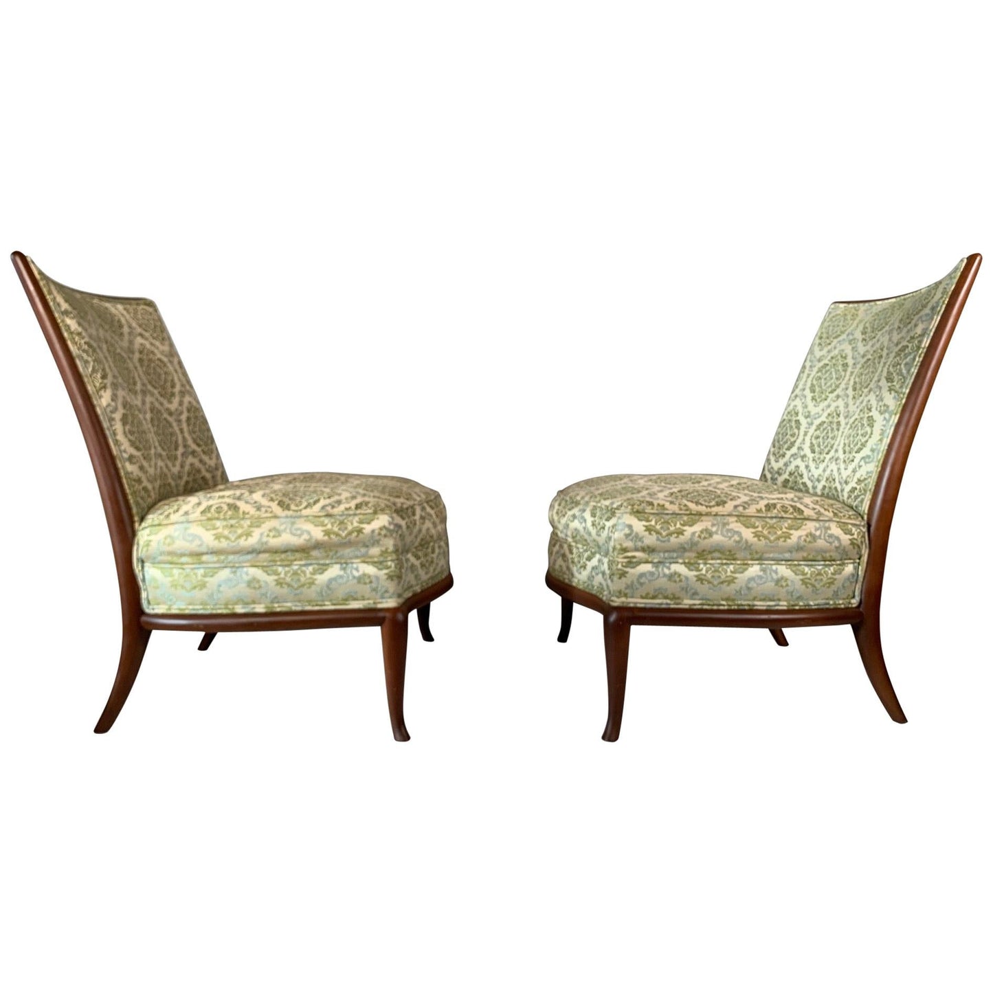 Frisman Vintage Pair of Unusual Slipper Chairs by T.H. Robsjohn-Gibbings Widdicomb, circa 1950s