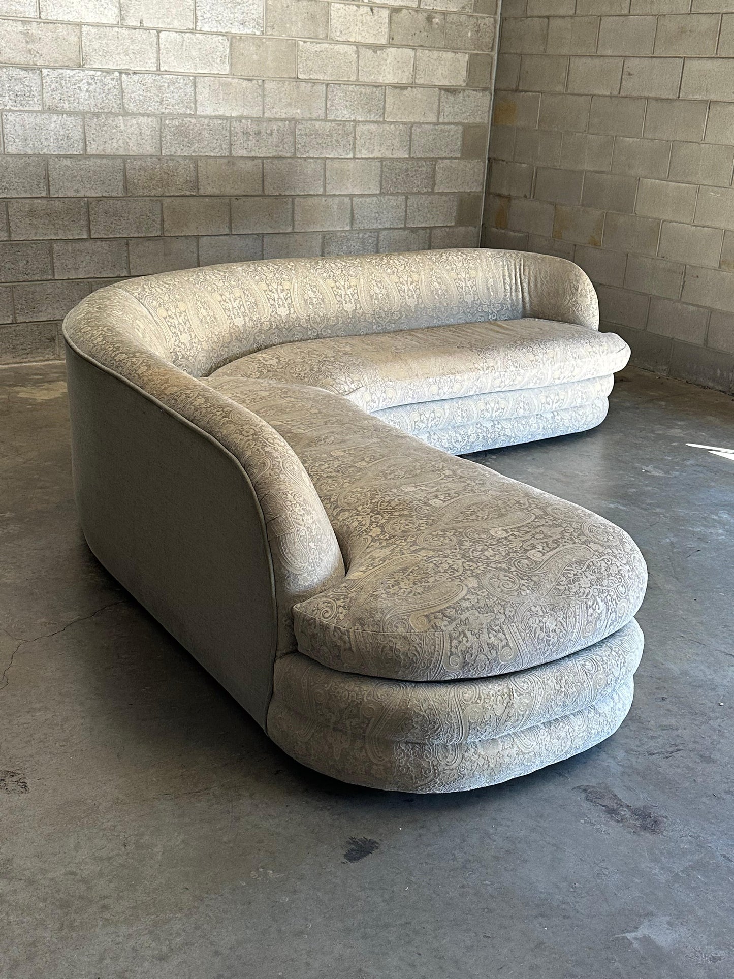 Frisman Vintage Large Postmodern Serpentine Sectional With Stacked Base After Directional