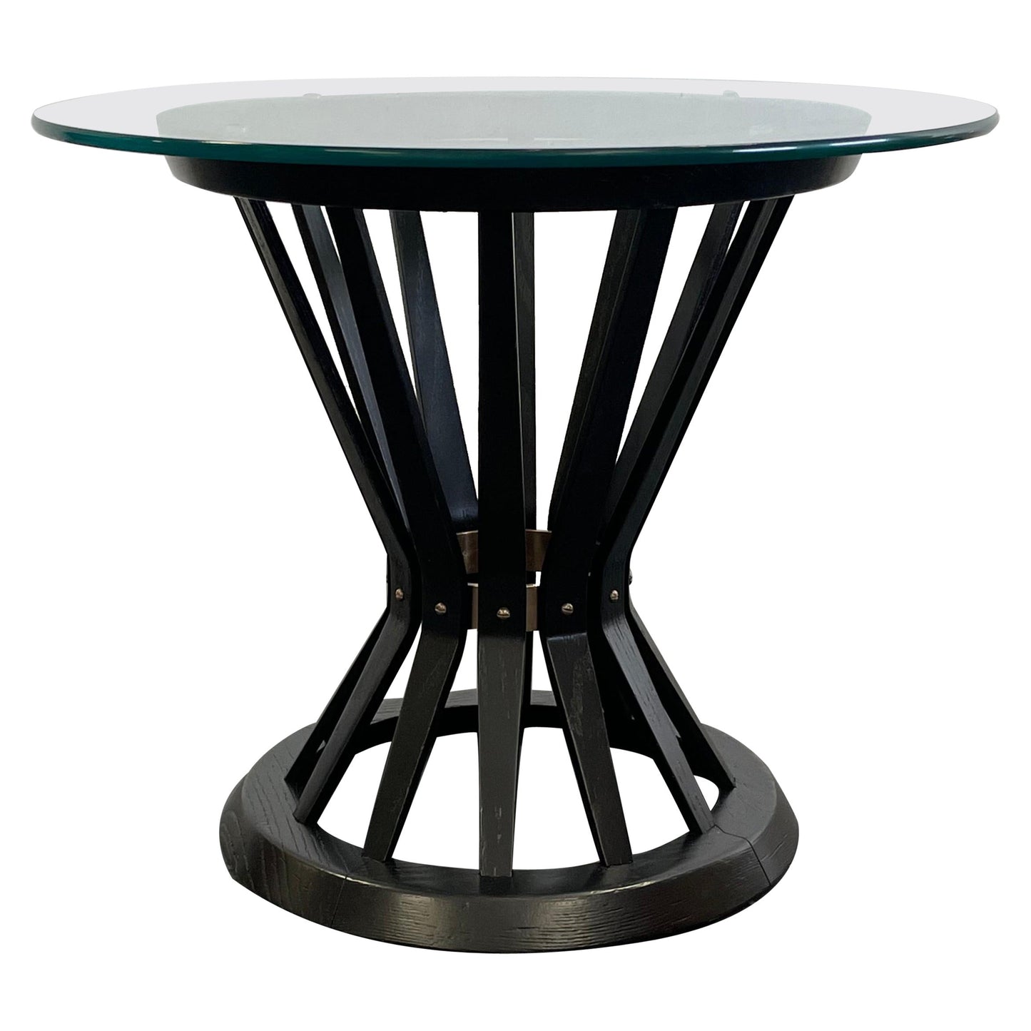 Frisman Vintage Edward Wormley for Dunbar Ebonized Sheaf of Wheat Table with Glass Top
