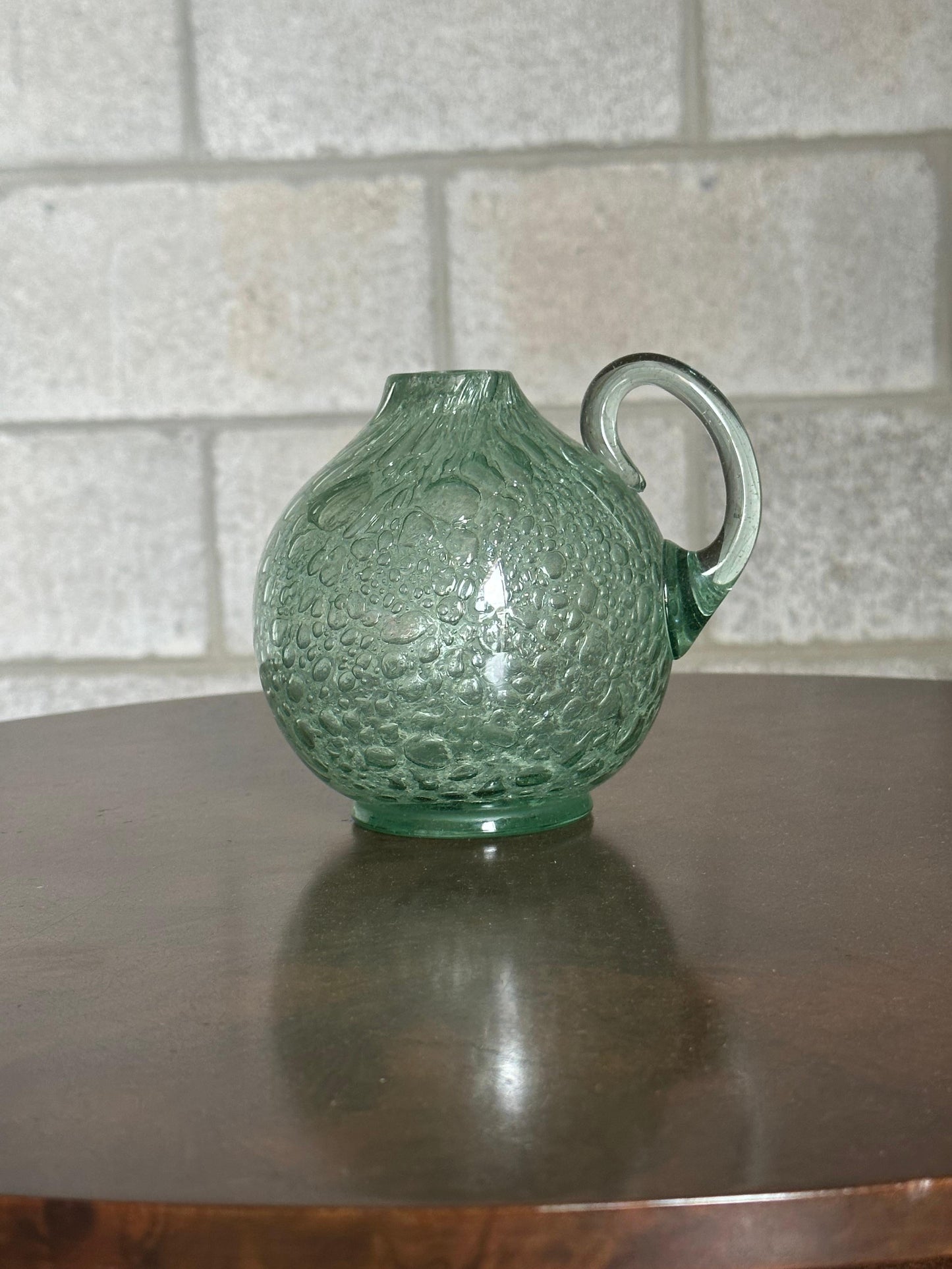 Frisman Vintage Ture Berglund Glass Jug Vase With Handle, Sweden