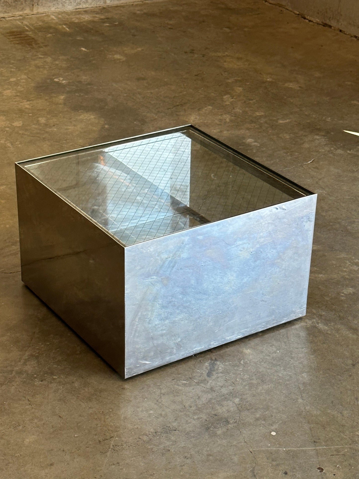 Frisman Vintage Joe D'Urso Safety Wire Glass Side Table for Knoll, Model 6022t