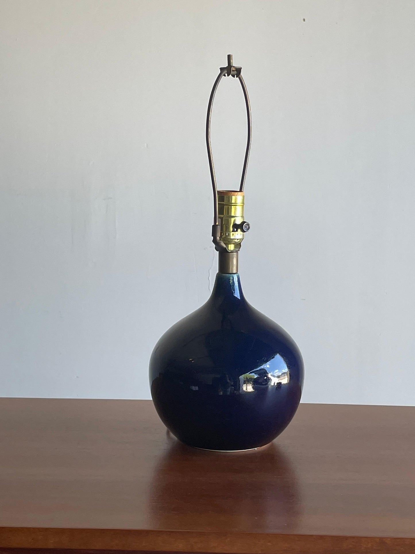 Frisman Vintage Lotte and Gunnar Bostlund Table Lamp in Royal Blue Ceramic