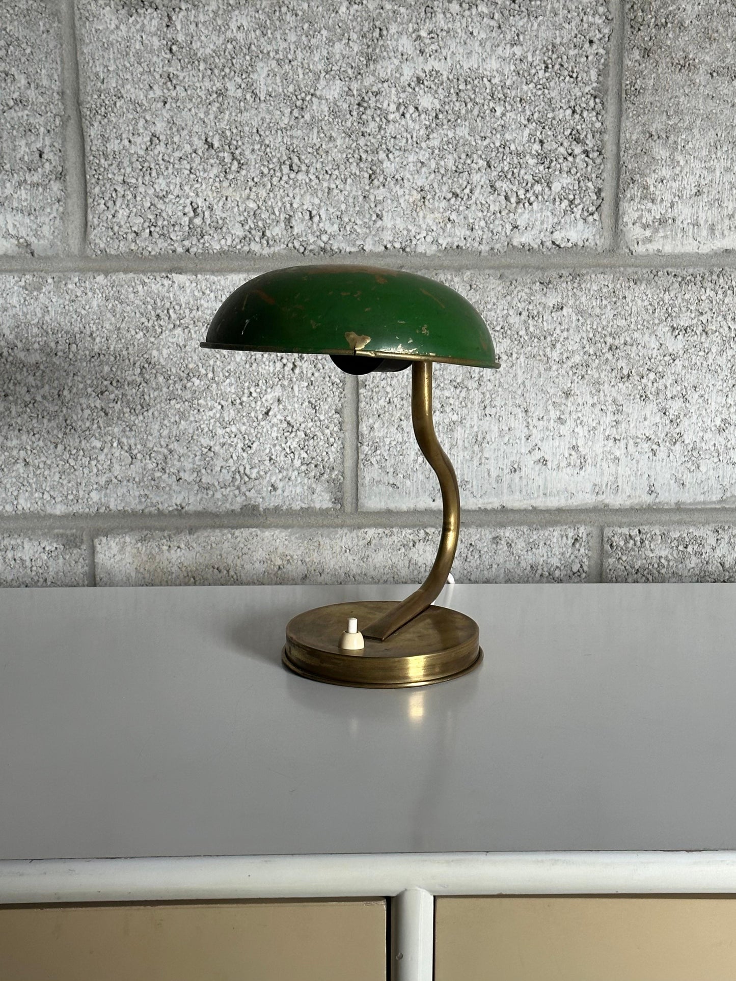 Frisman Vintage 1940s Swedish Modern Organic Wall/ Table Lamp by Asea, Brass and Paint