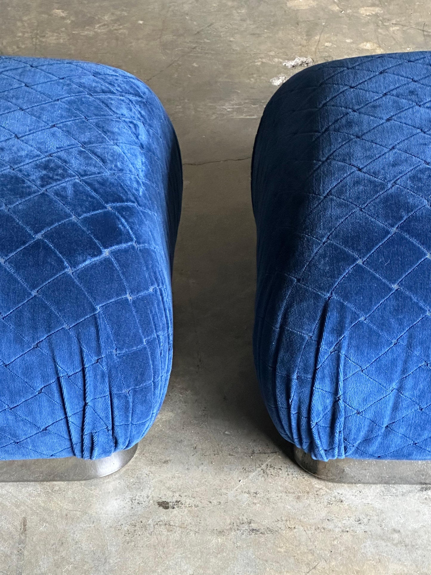 Frisman Vintage Pair of Weiman “Soufflé” Poufs/ Ottomans, Manner of Karl Springer