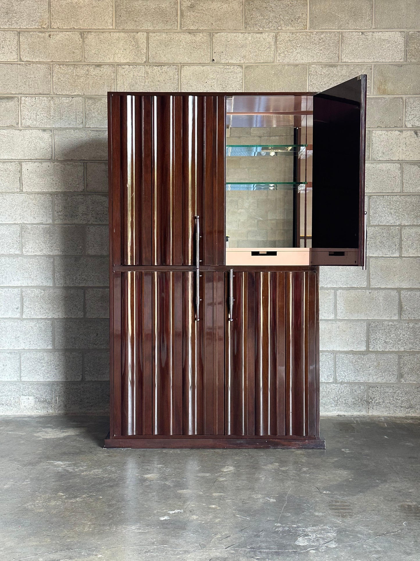 Frisman Vintage Tommi Parzinger Tall Illuminated Bar Cabinet for Parzinger Originals