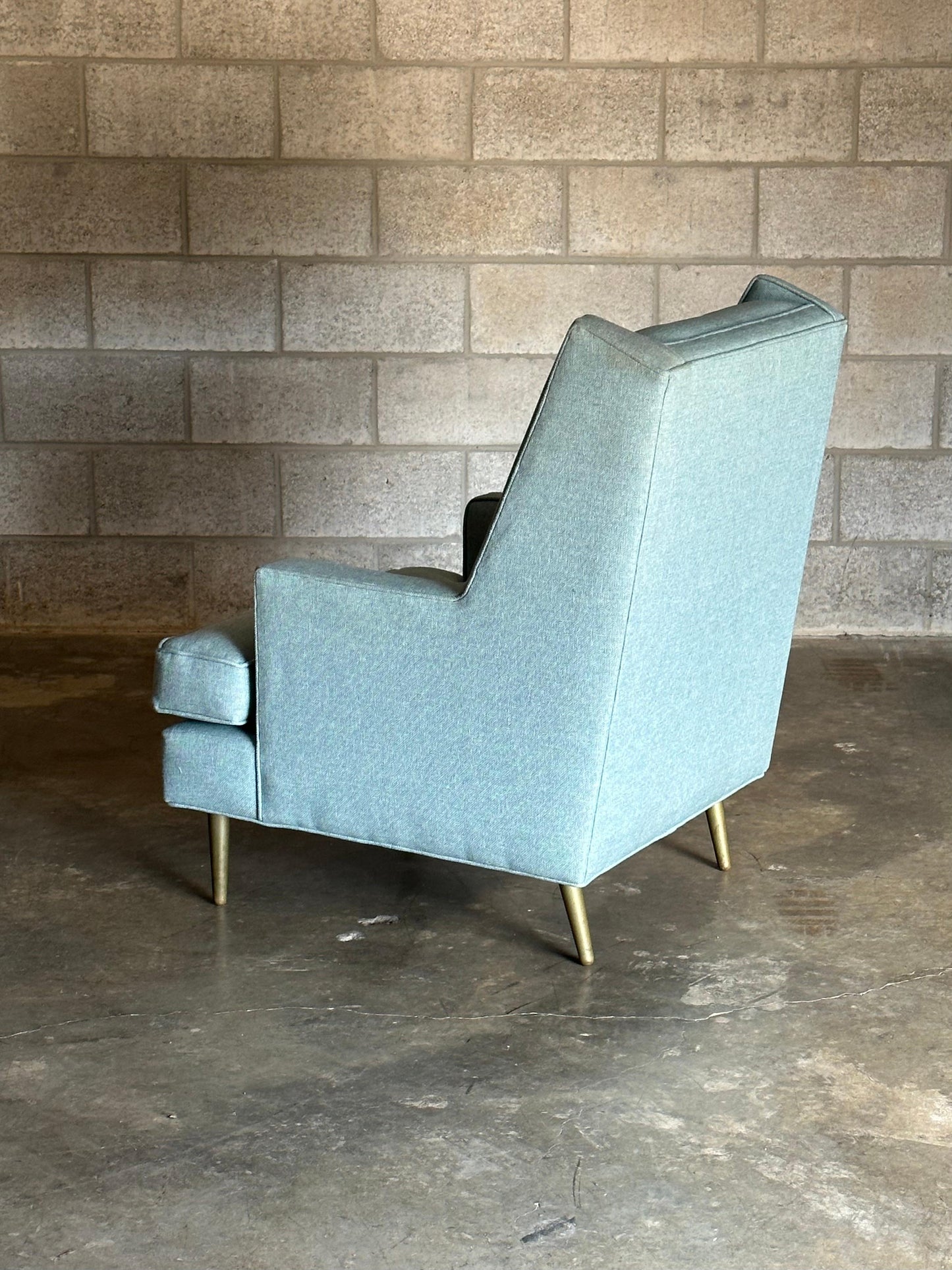 Frisman Vintage Edward Wormley for Dunbar "Tall Man" Lounge Chair With Brass Legs