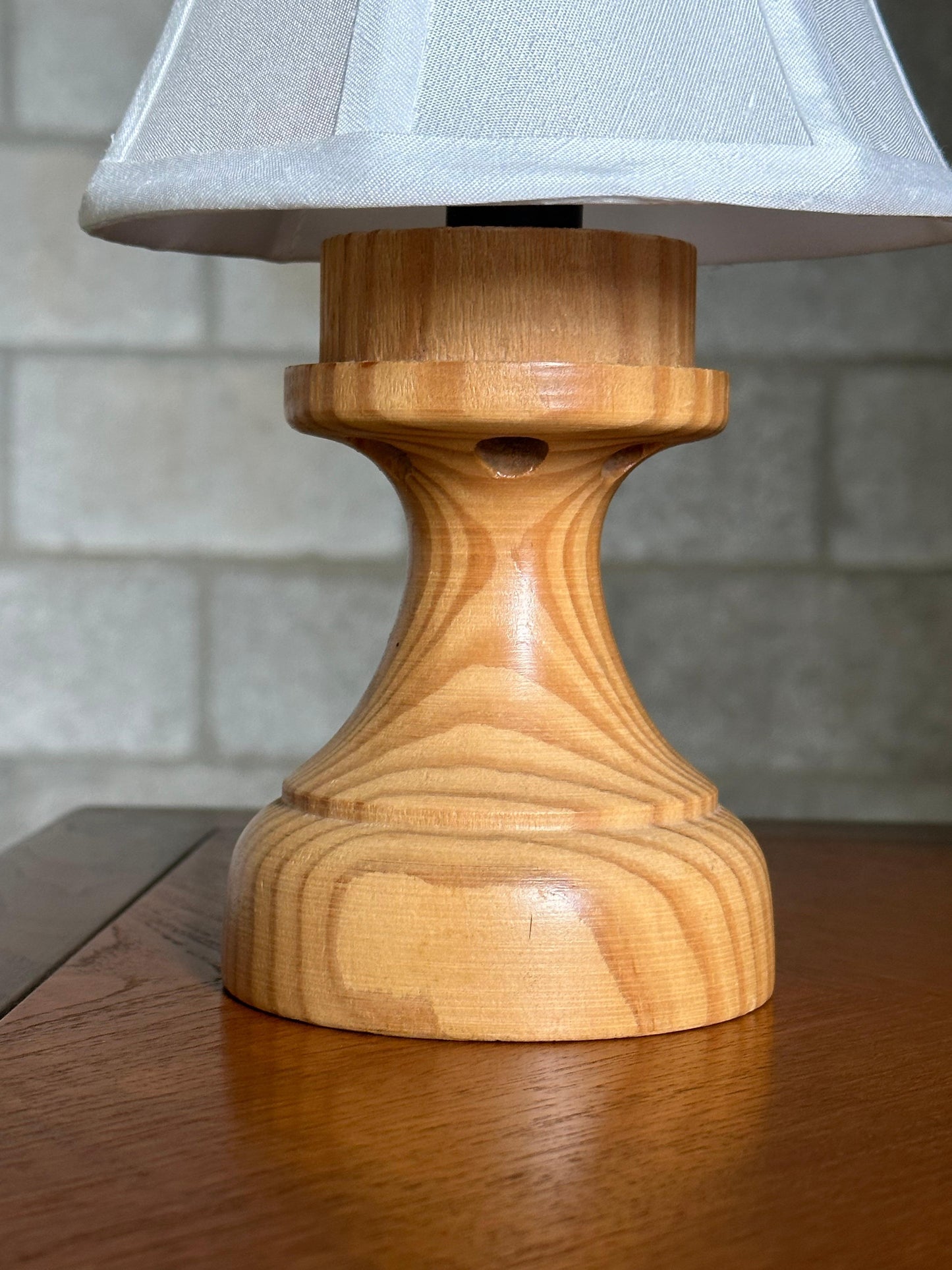 Frisman Vintage Small Turned Pine Lamps, Sweden, 1970s