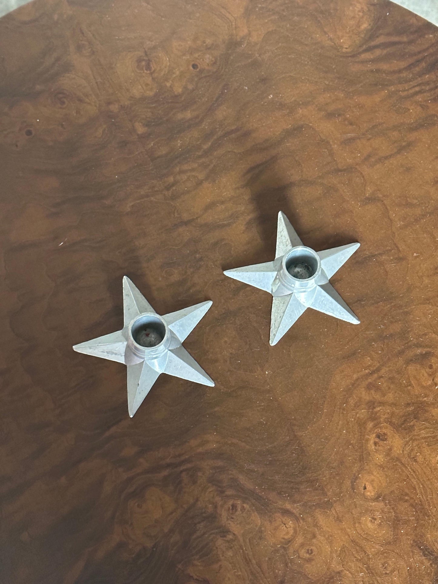 Frisman Vintage Svenskt Tenn Star Shaped Candle Holders in Pewter - a Pair