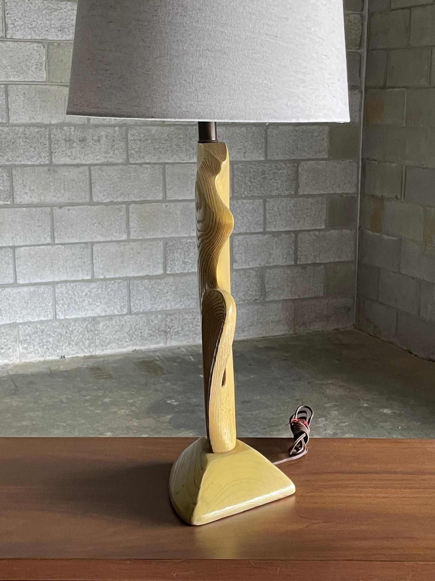 Frisman Vintage Large Biomorphic Cerused Modernist Table Lamp After Yasha Heifetz