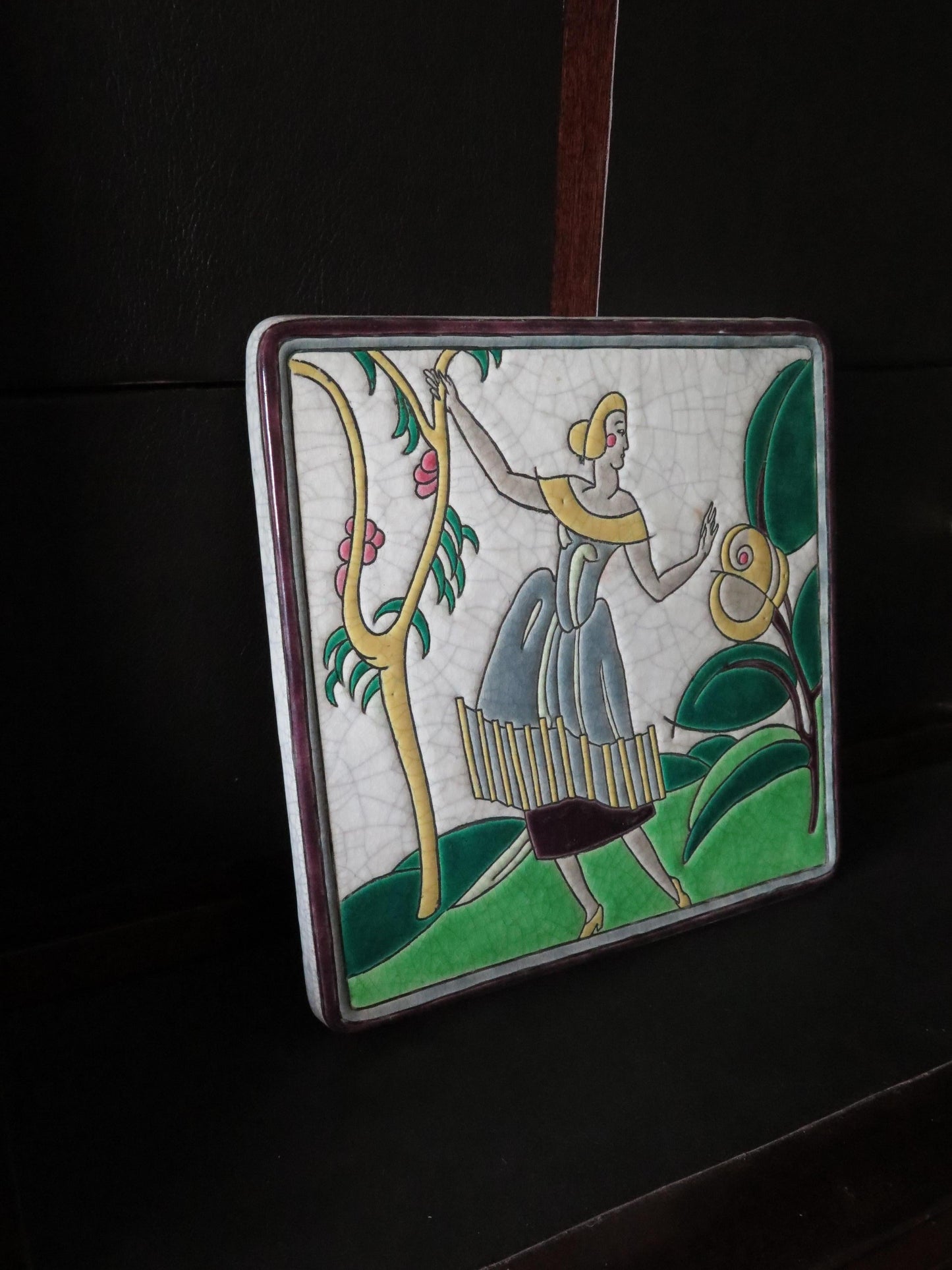 Frisman Vintage Ceramic Charger or Wall Plaque By Primavera Longwy France 1920's
