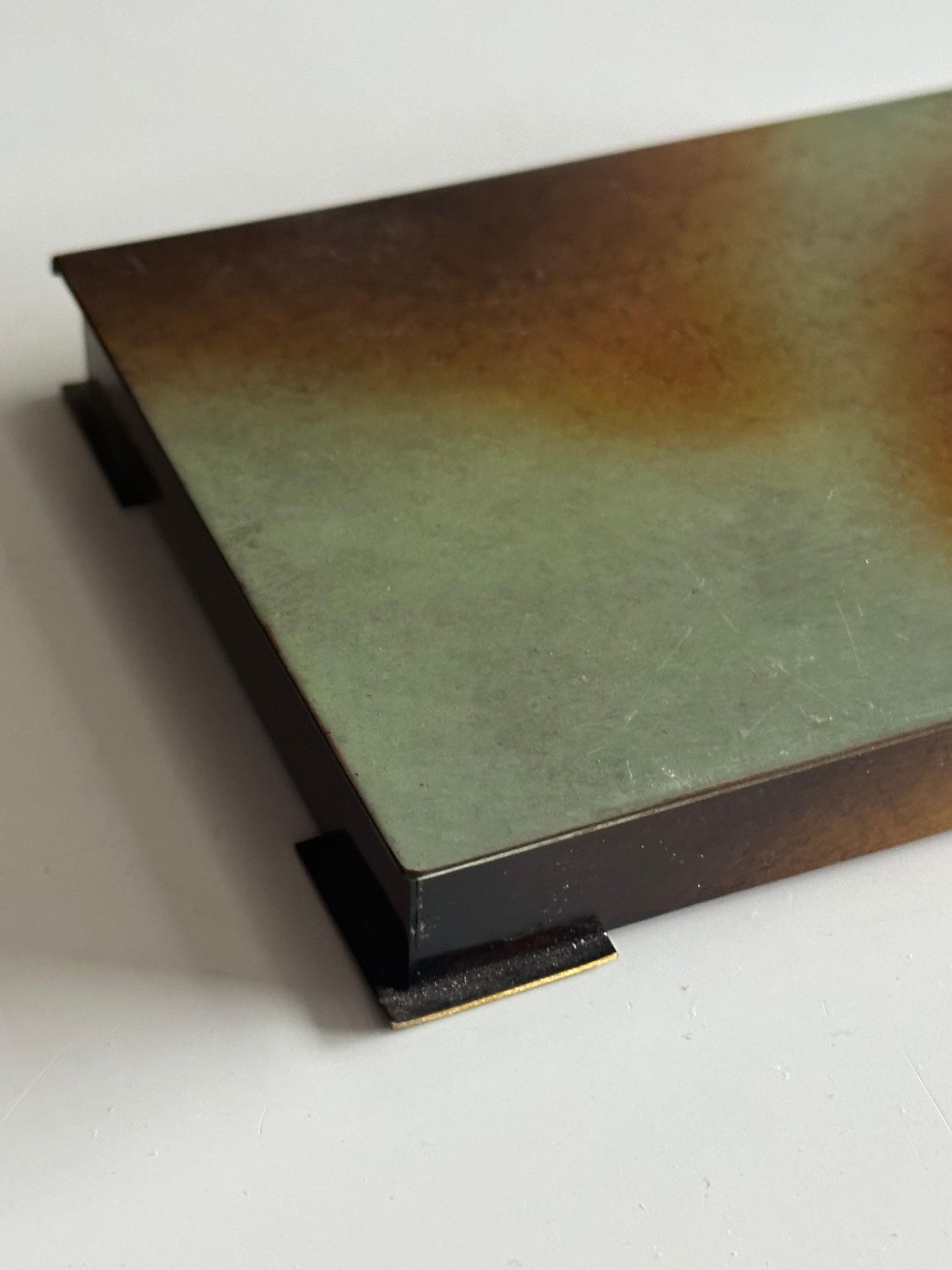 Frisman Vintage Swedish Lidded Box in Bronze & Wood by Bernhard Linder for Metallkonst 1950’s