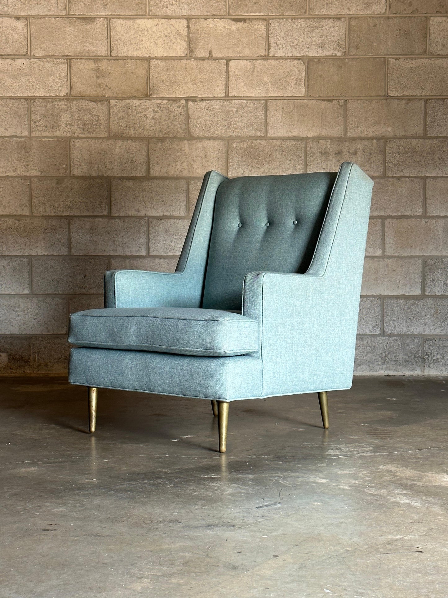 Frisman Vintage Edward Wormley for Dunbar "Tall Man" Lounge Chair With Brass Legs