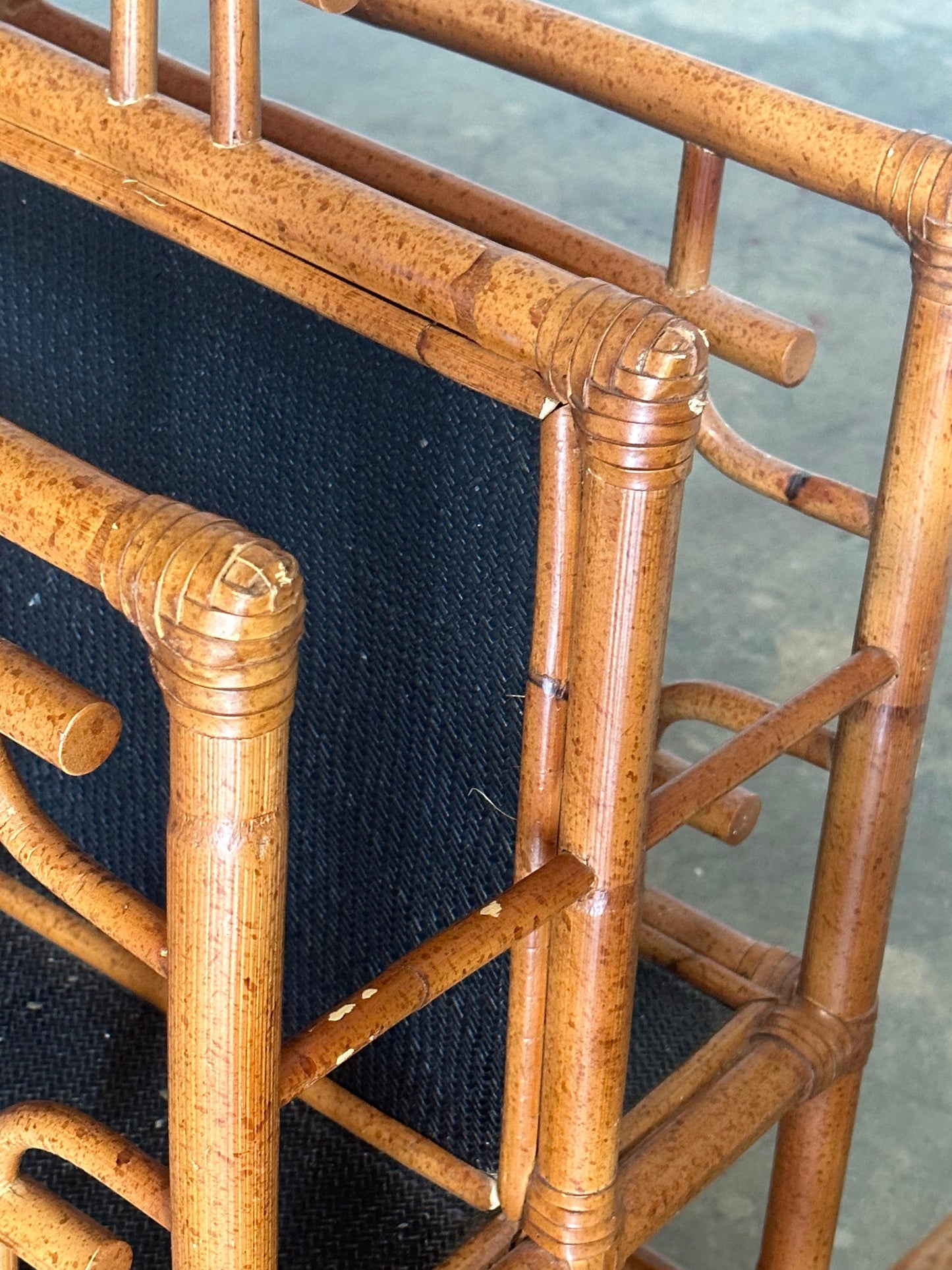 Frisman Vintage Vintage Pagoda British Colonial Style Bamboo and Cane Magazine Racks- a Pair