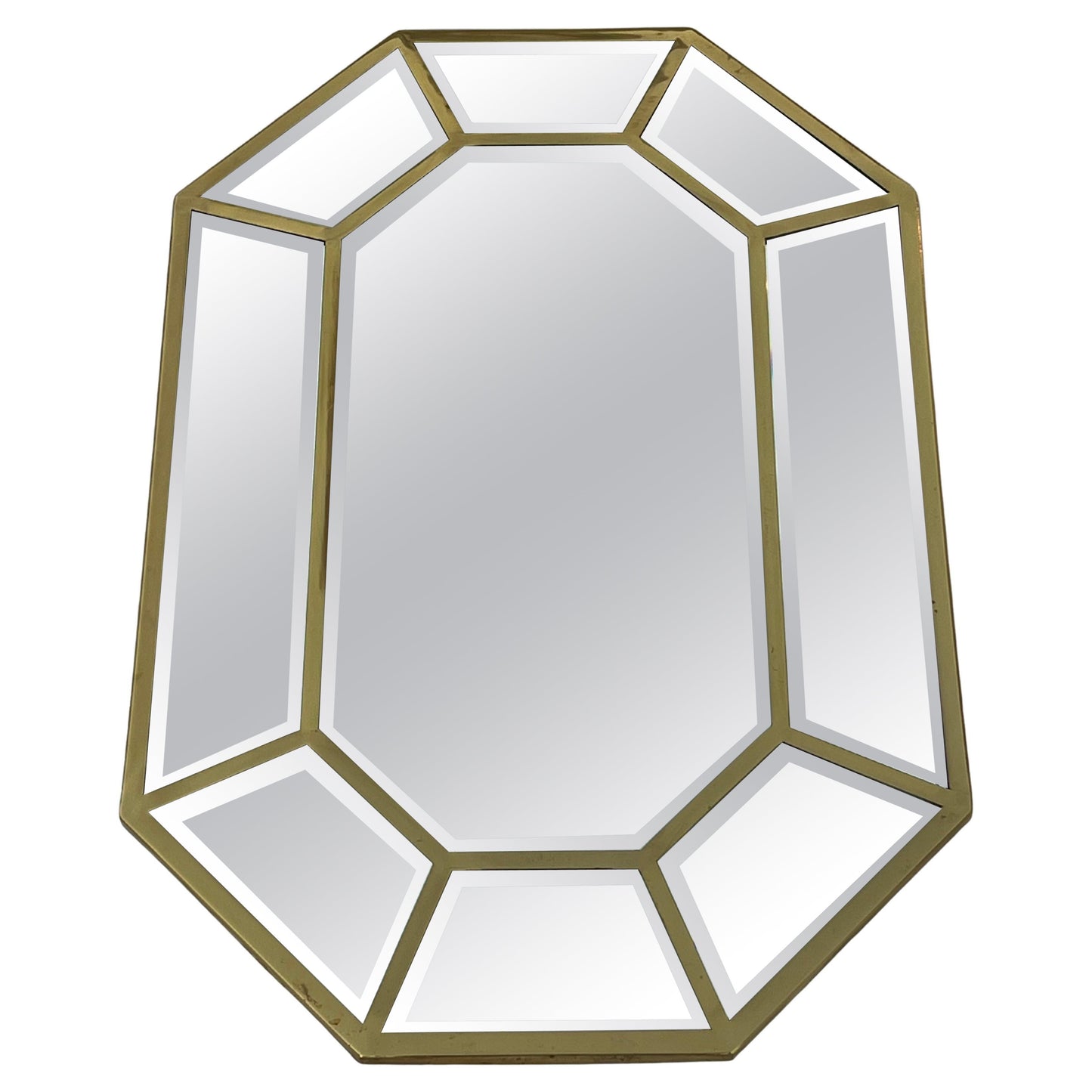 Frisman Vintage A Polished Brass Octagonal Segmented Mirror Ca' 1970's Mid Century