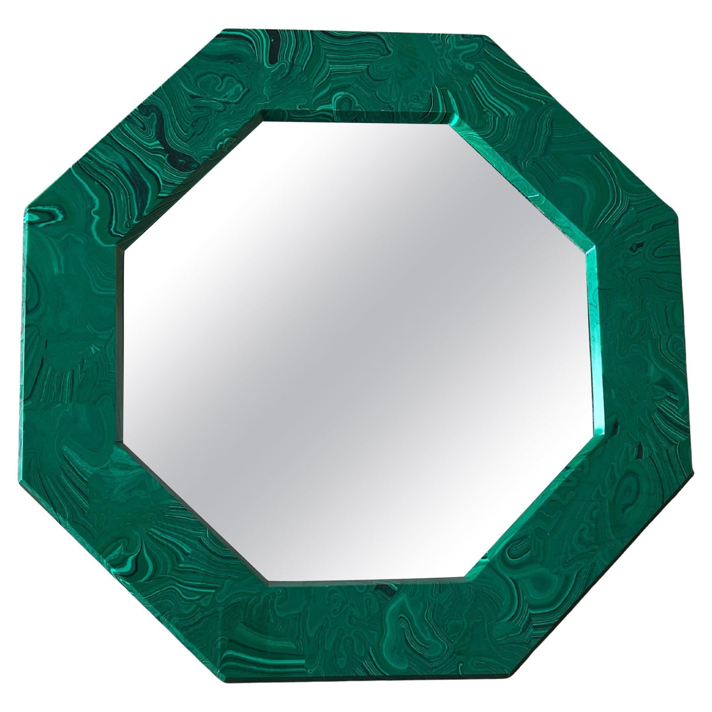 Frisman Vintage Unusual Octagonal Malachite Resin Mirror Ca' 1970's