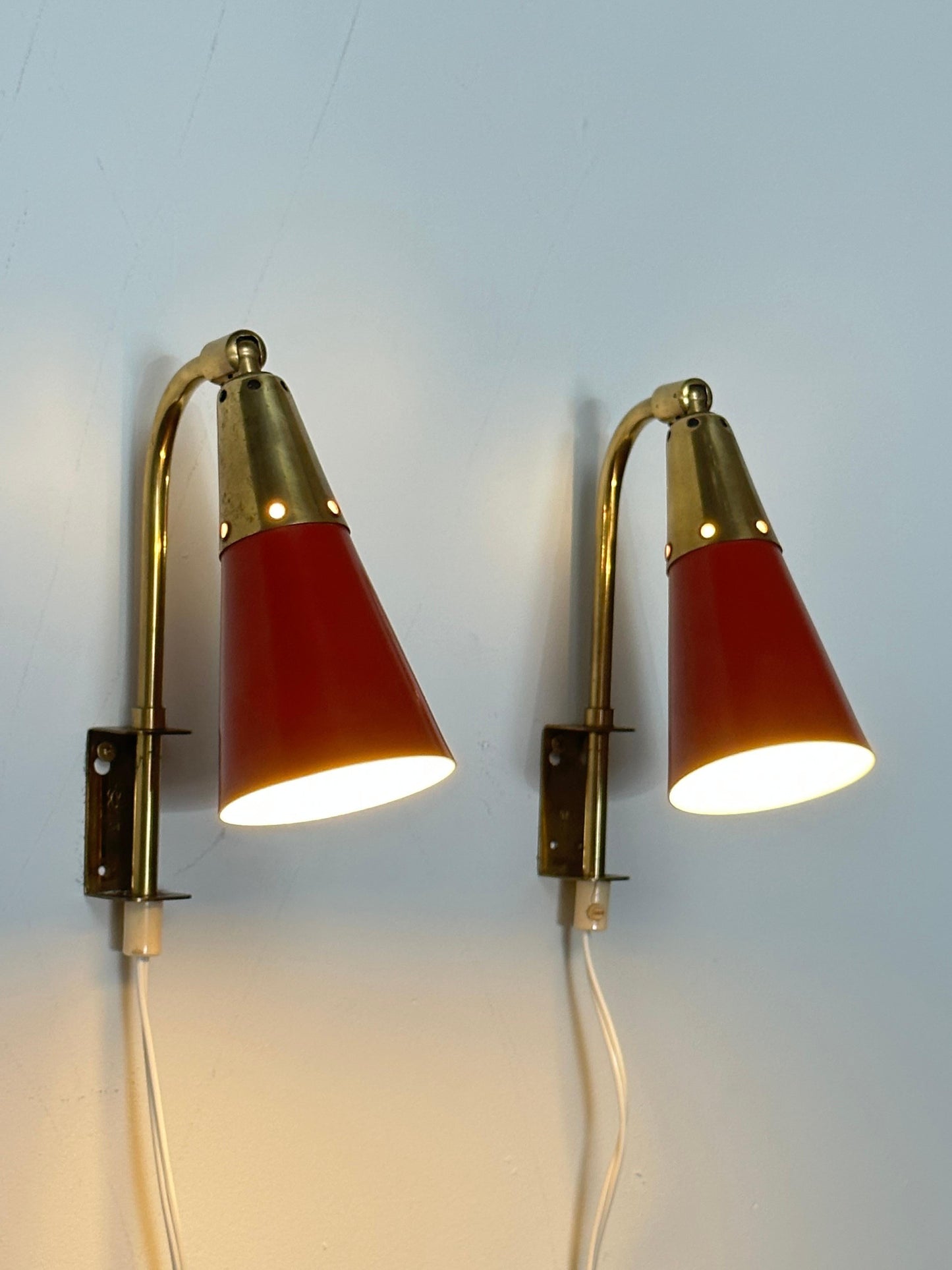 Frisman Vintage 1950s Swedish Modernist Wall Lights by Upsala Armaturfabrik- a Pair