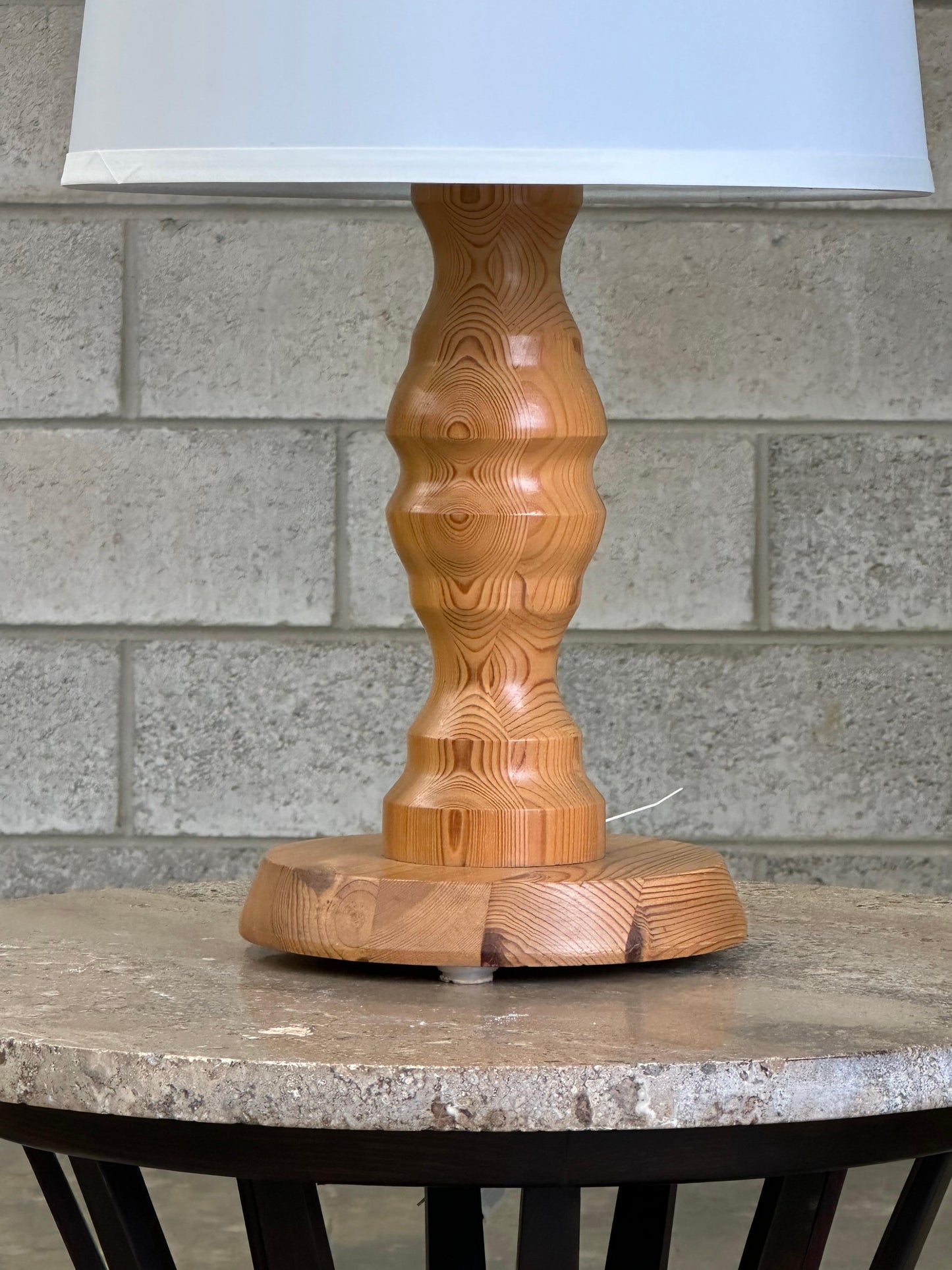 Frisman Vintage Swedish Modernist Pine Turned Table Lamp