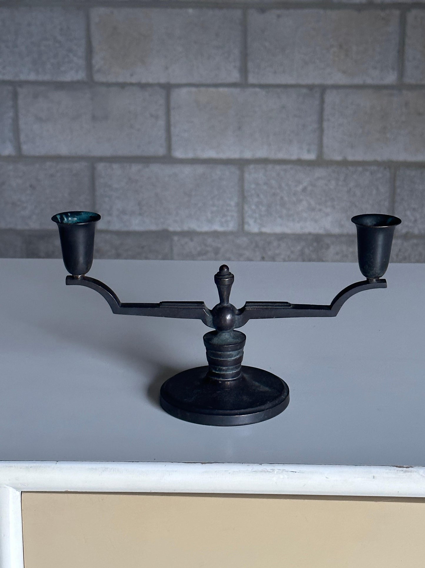 Frisman Vintage Bronze Candelabras by Nils Johan for äkta Brons Svensk Vara, a Pair