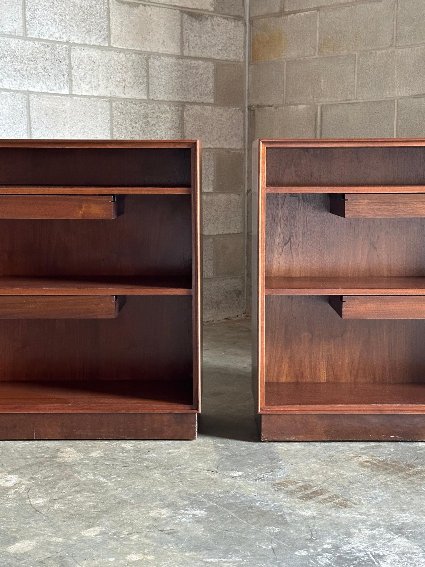 Frisman Vintage Edward Wormley for Dunbar Bookcases With Floating Drawers- a Pair