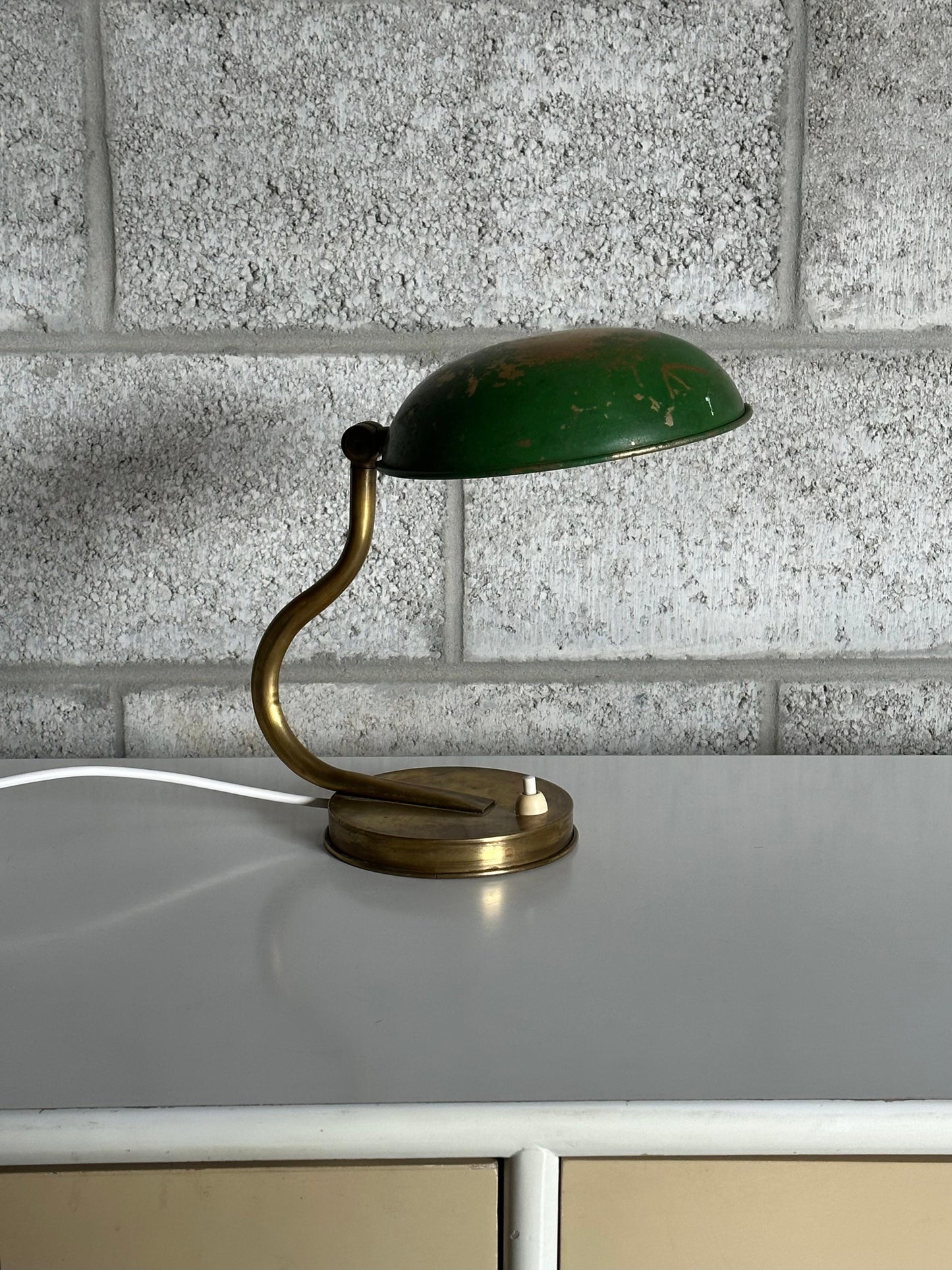 Frisman Vintage 1940s Swedish Modern Organic Wall/ Table Lamp by Asea, Brass and Paint