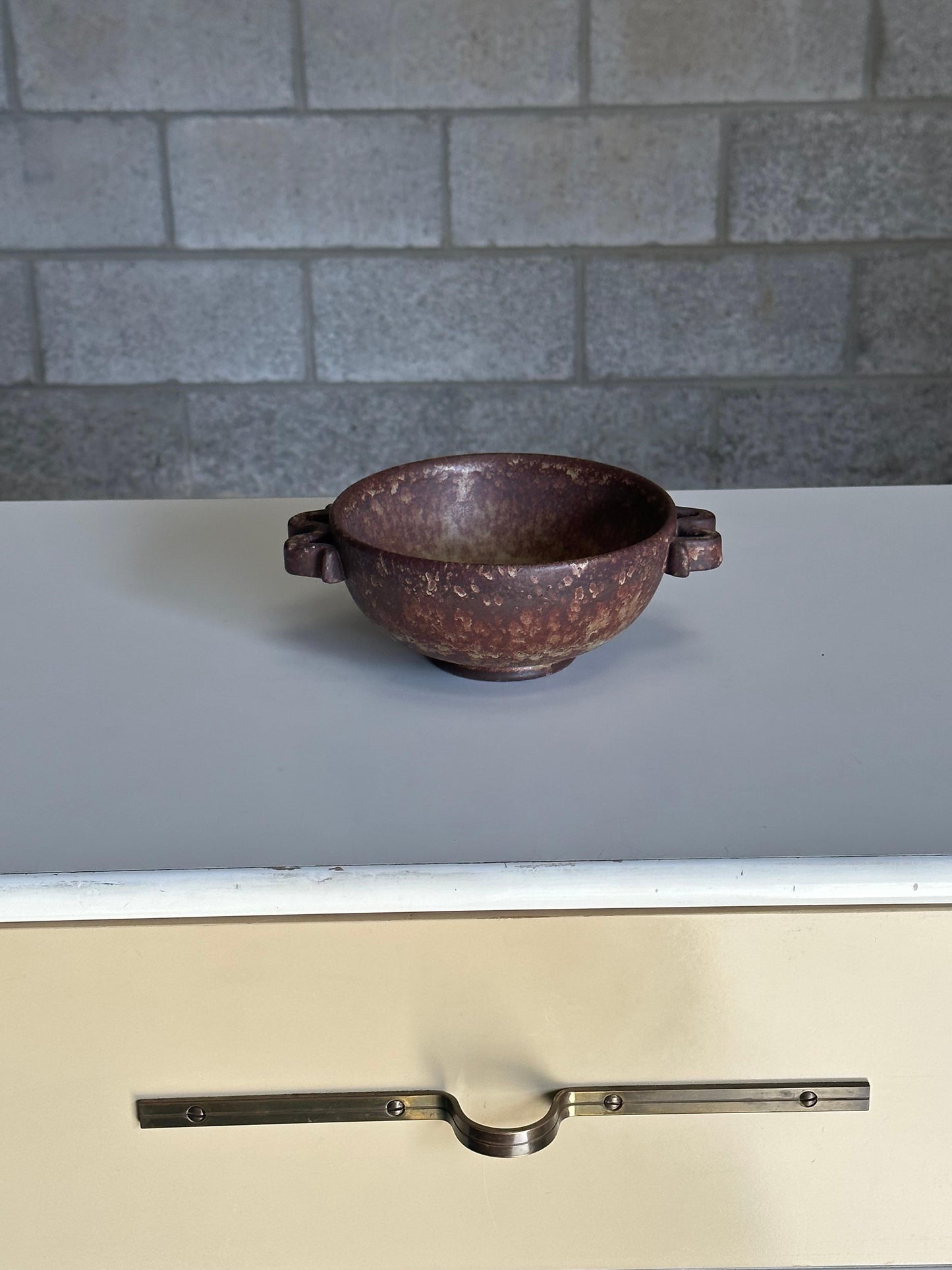 Frisman Vintage Swedish Double Handled Bowl Attributed to Höganäs