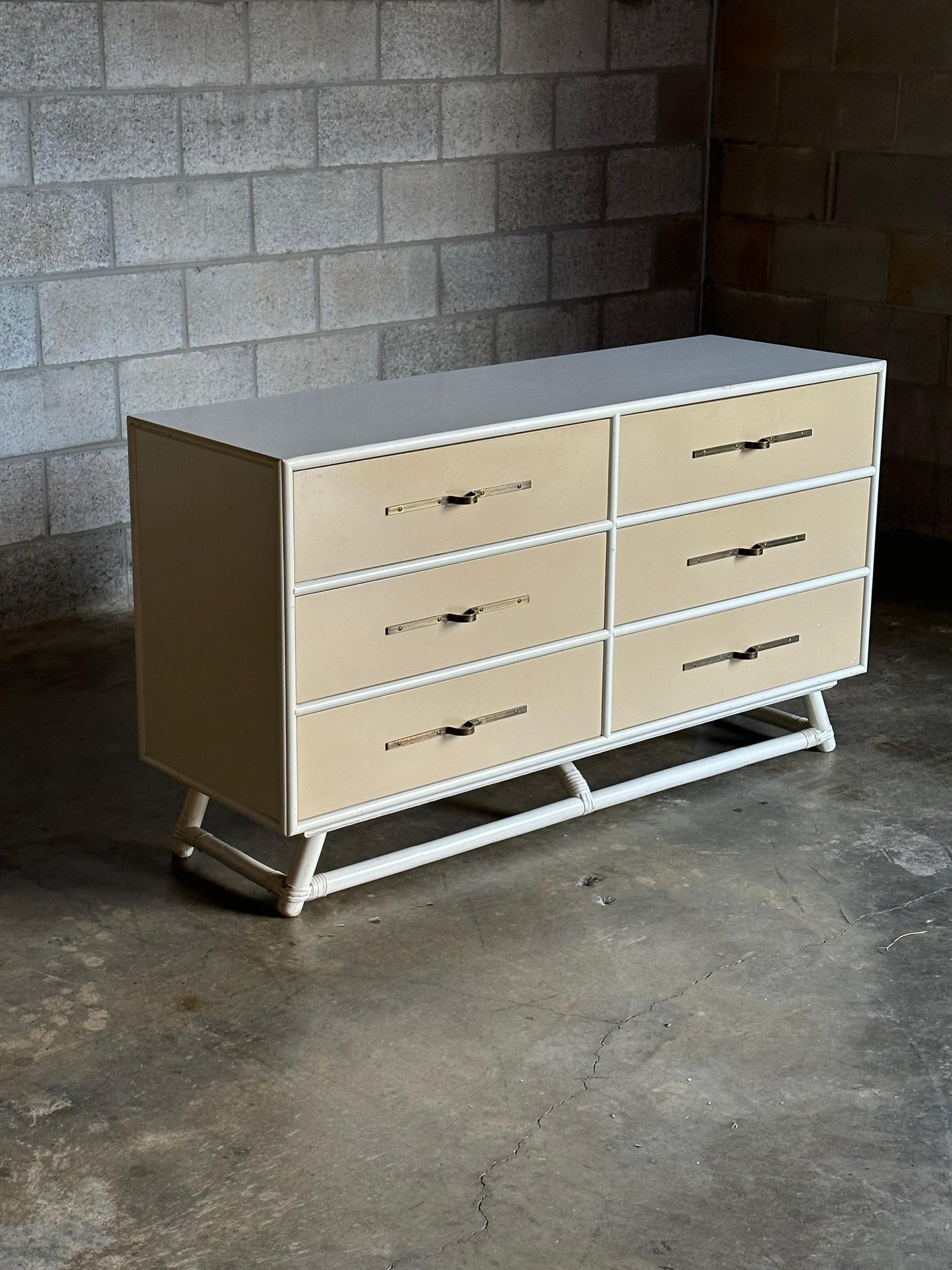 Frisman Vintage Tommi Parzinger Lacquered Dresser With Brass Hardware for Willow and Reed