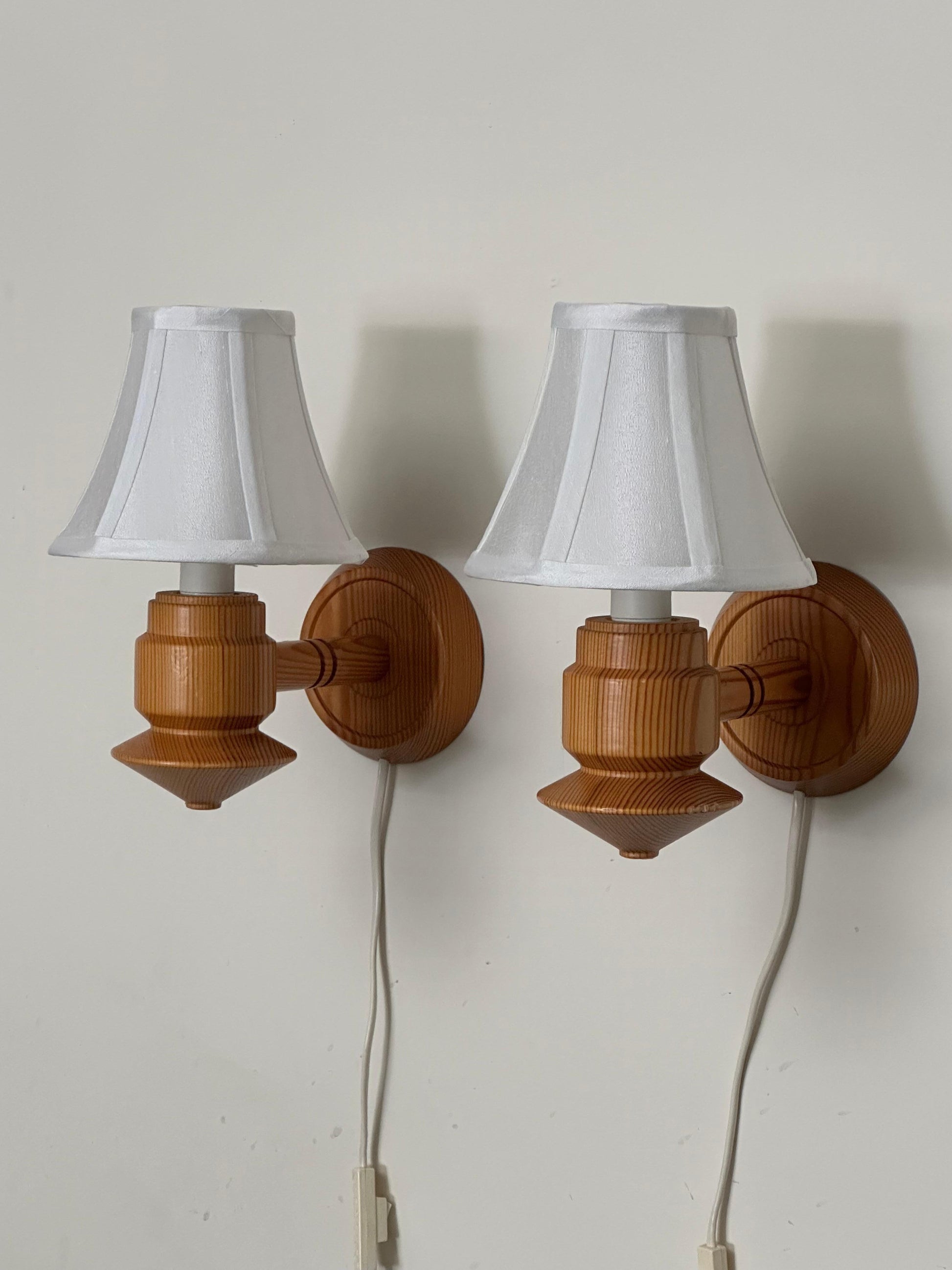 Frisman Vintage 1970s Swedish Pine Wall Lights/ Sconces