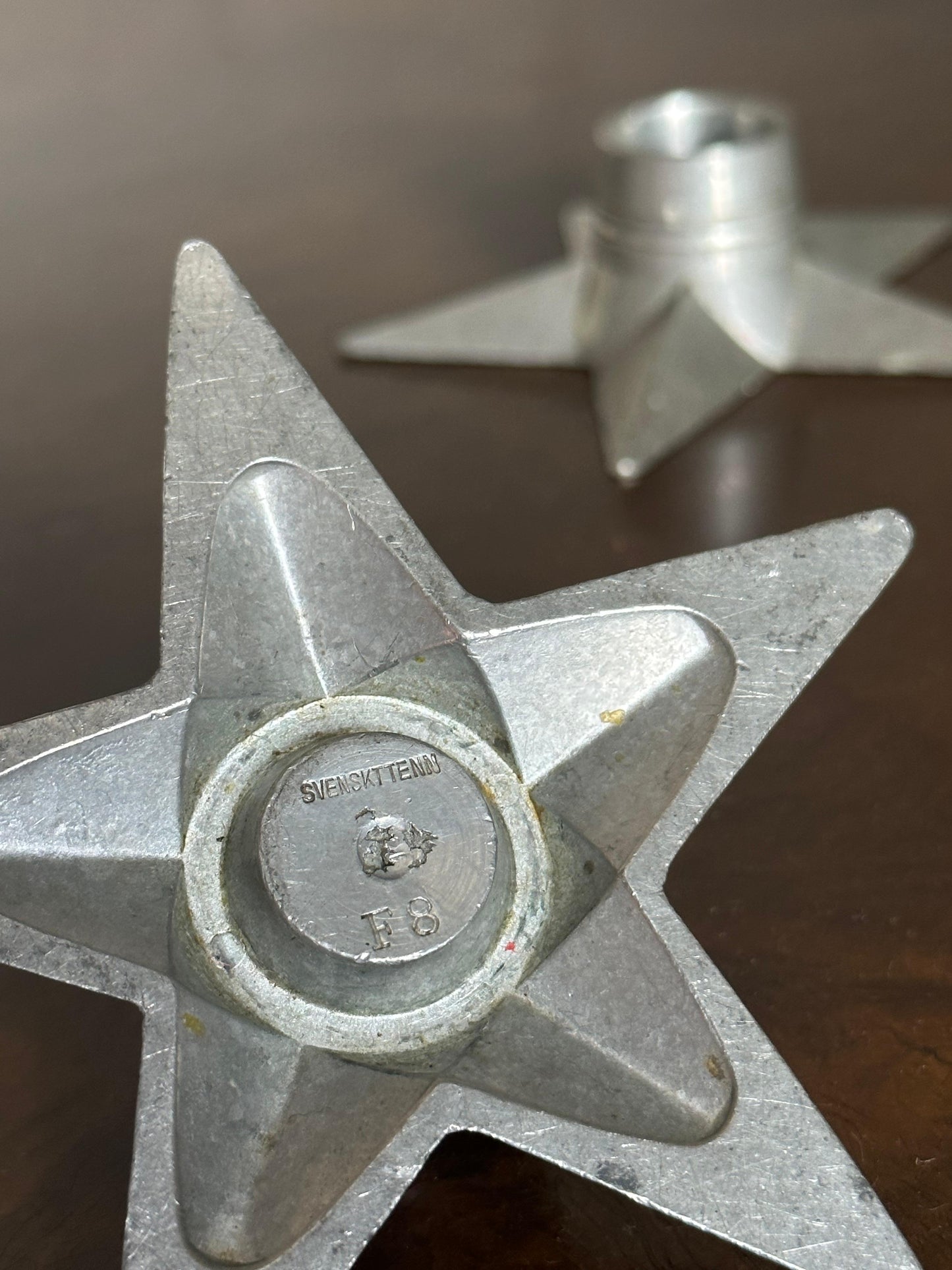 Frisman Vintage Svenskt Tenn Star Shaped Candle Holders in Pewter - a Pair