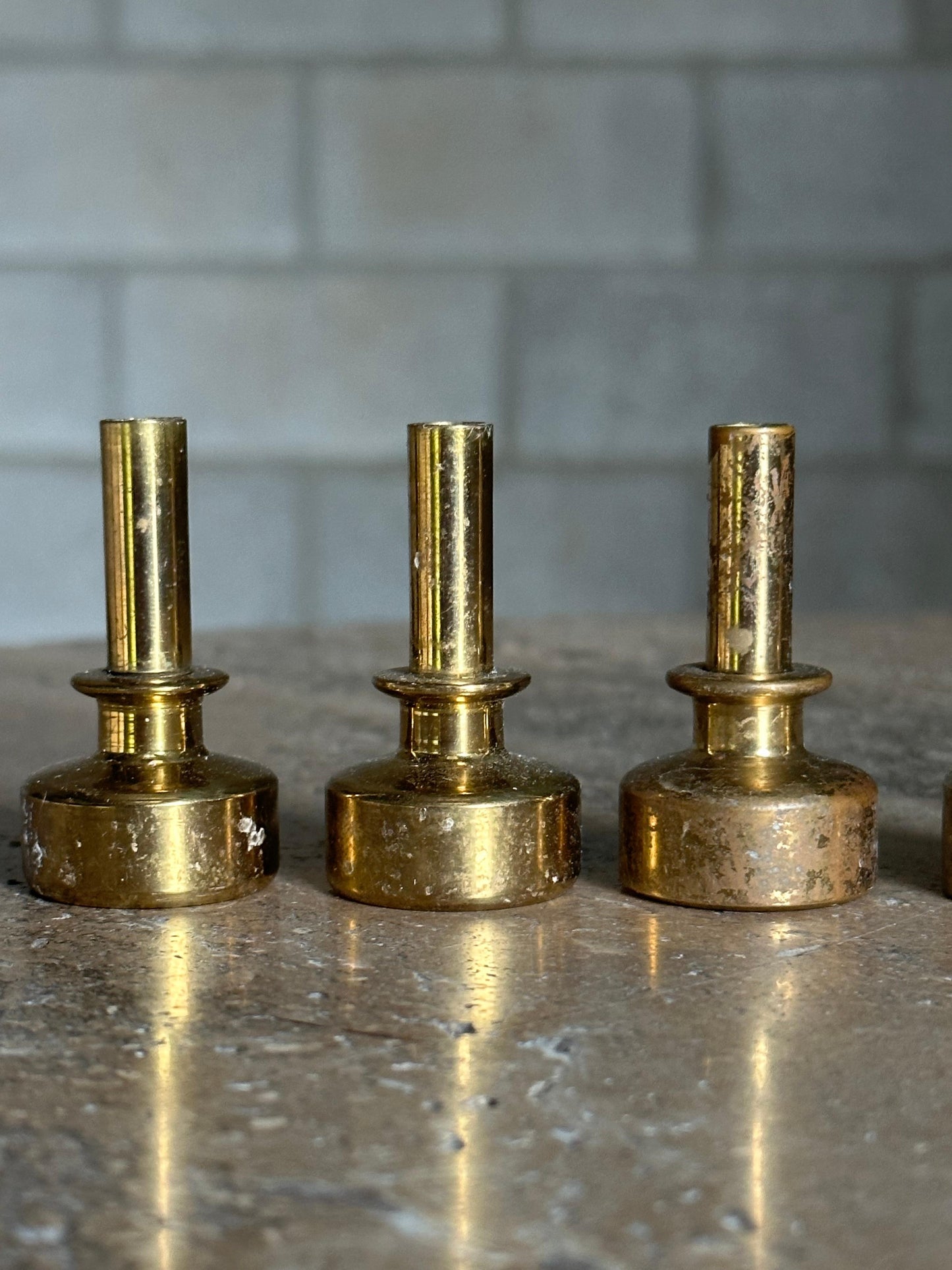 Frisman Vintage Hans Agne Jakobsson Brass Candle Holders, Set of 6