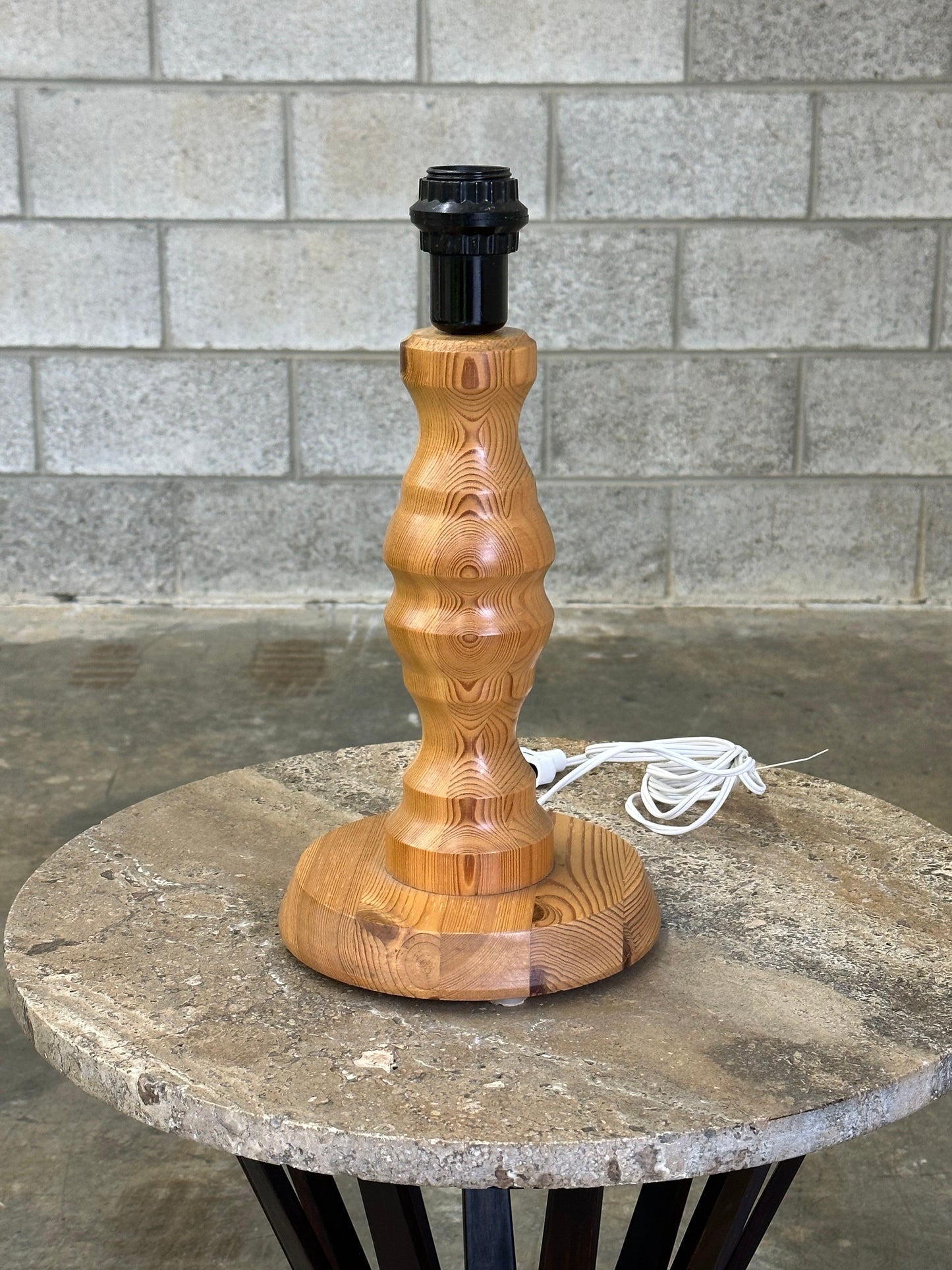 Frisman Vintage Swedish Modernist Pine Turned Table Lamp