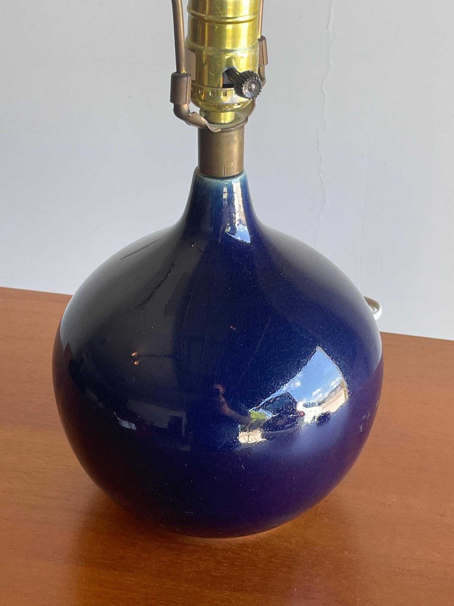 Frisman Vintage Lotte and Gunnar Bostlund Table Lamp in Royal Blue Ceramic