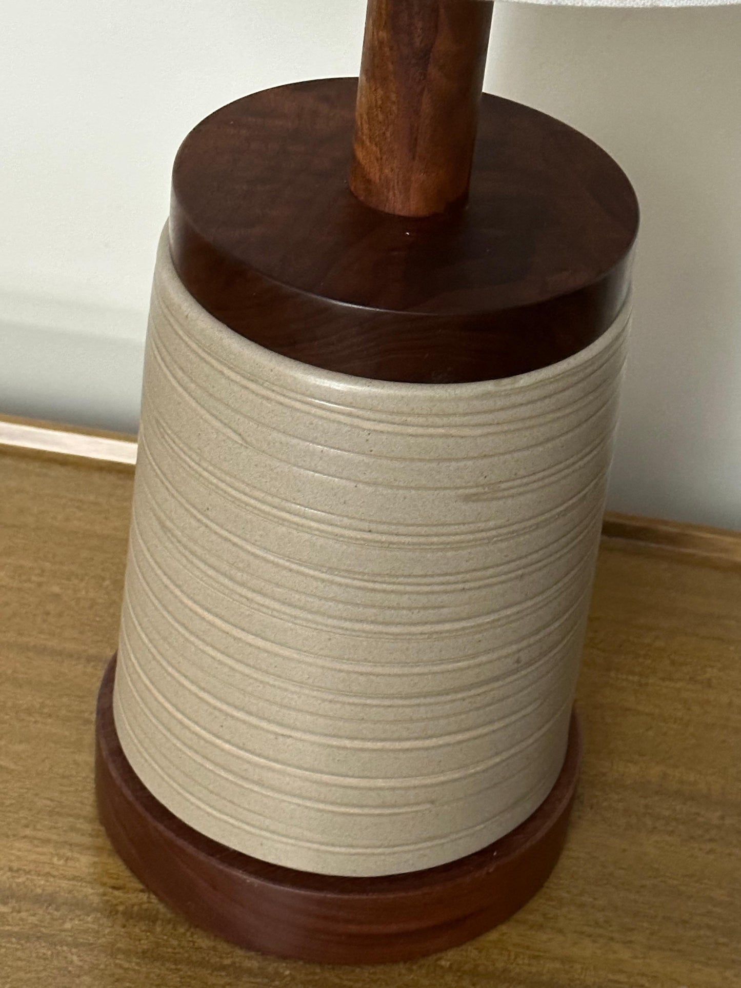 Frisman Vintage Jane and Gordon Martz Ceramic and Walnut Table Lamp