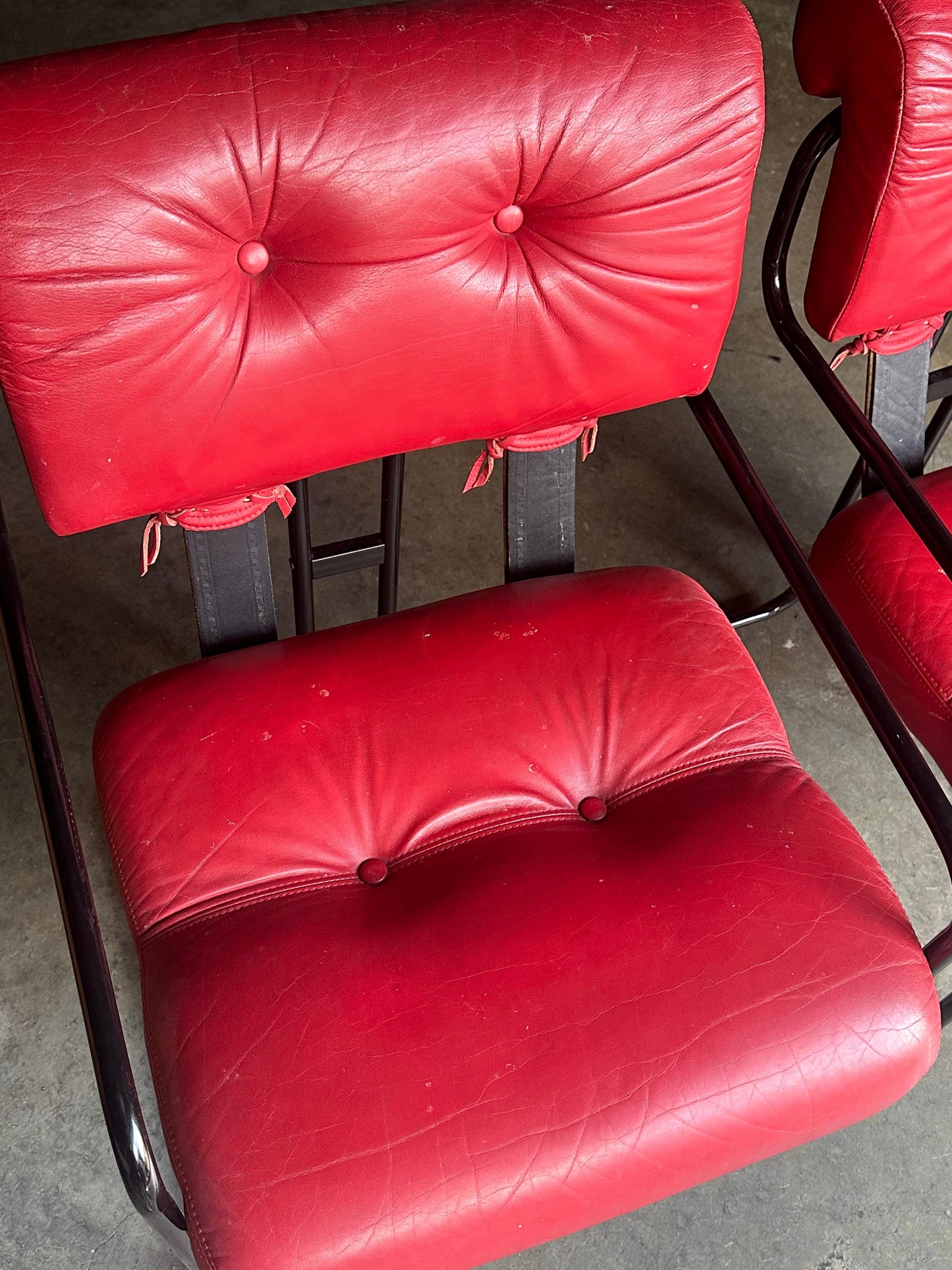 Frisman Vintage Tucroma Chairs by Guido Faleschini for I4 Mariani, Red Leather- Set of 6