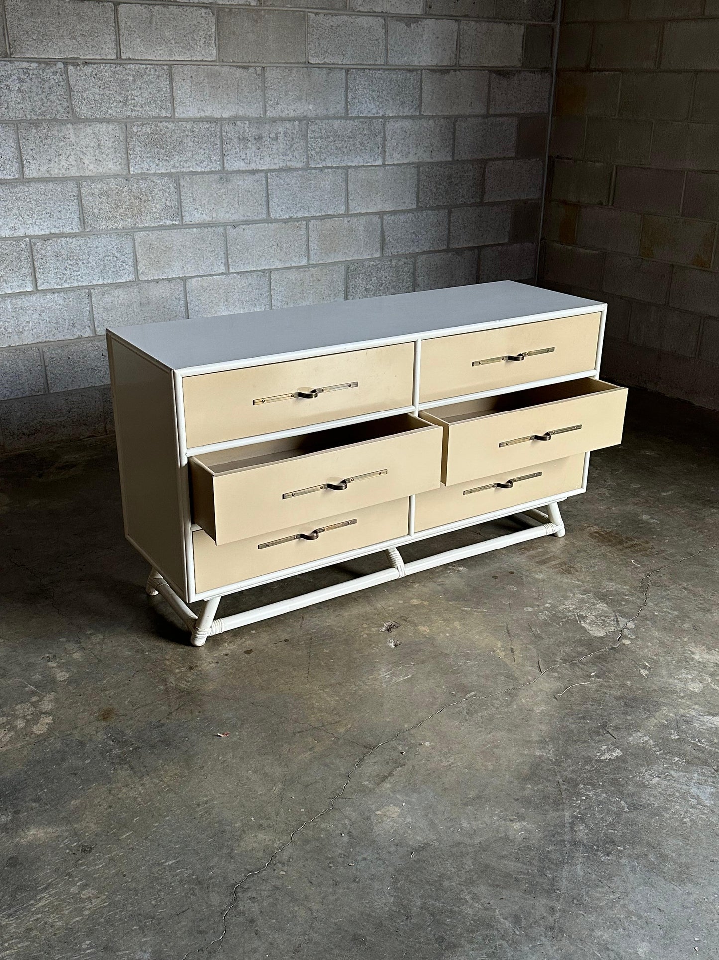 Frisman Vintage Tommi Parzinger Lacquered Dresser With Brass Hardware for Willow and Reed