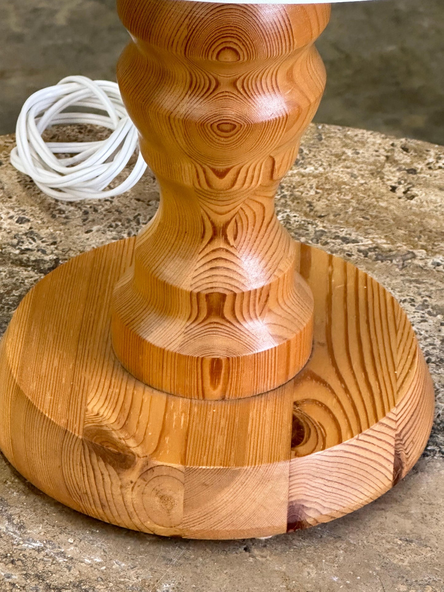 Frisman Vintage Swedish Modernist Pine Turned Table Lamp