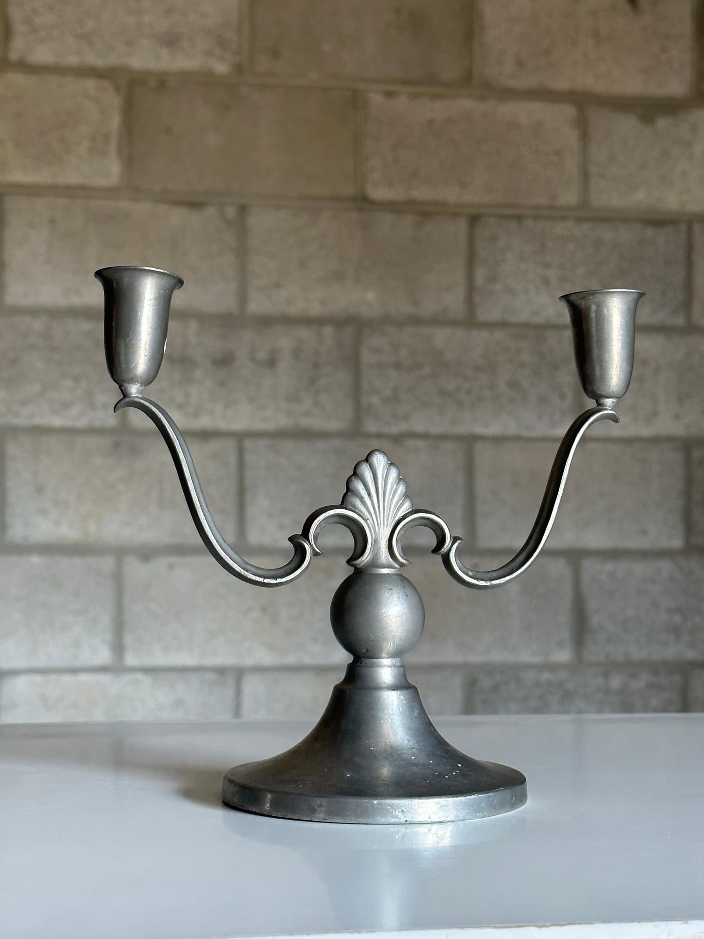 Frisman Vintage Swedish Grace Candelabras by Firma Svenskt Tenn in Pewter- a Pair