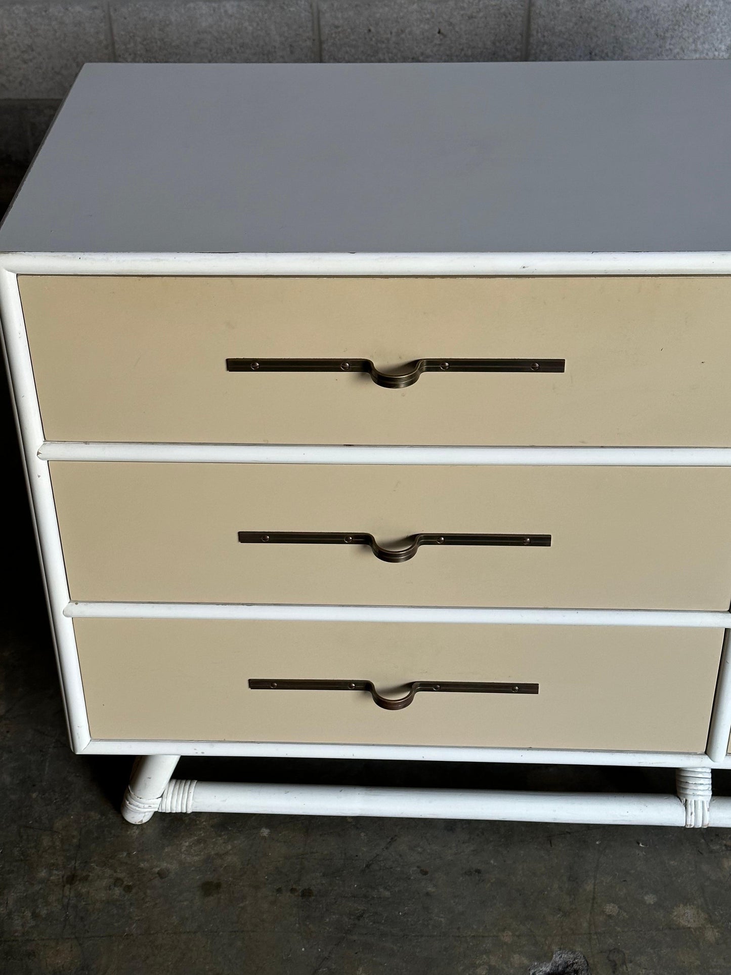 Frisman Vintage Tommi Parzinger Lacquered Dresser With Brass Hardware for Willow and Reed