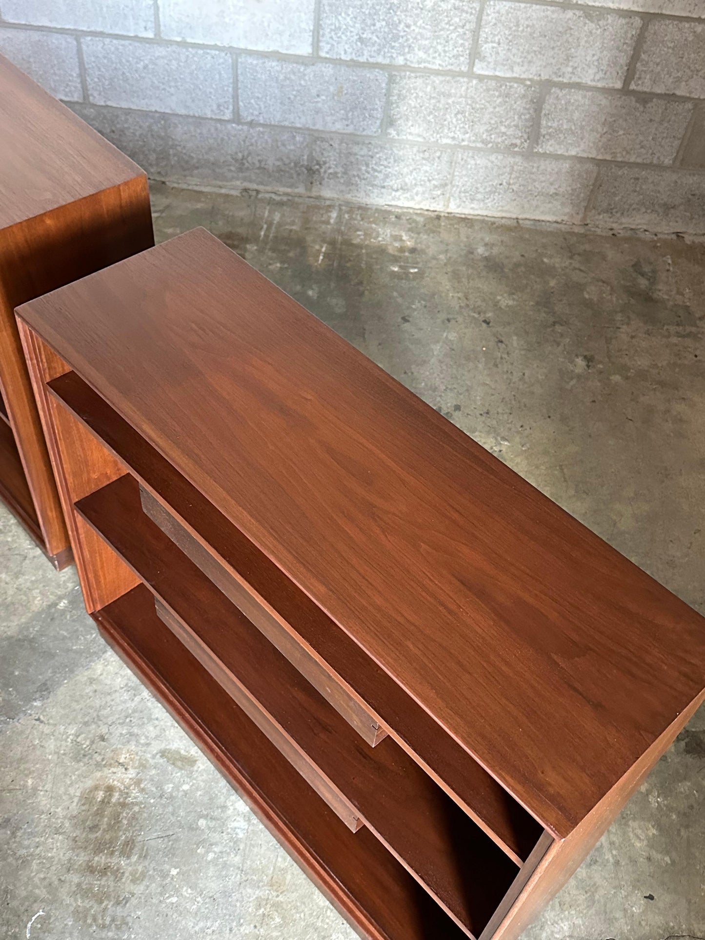 Frisman Vintage Edward Wormley for Dunbar Bookcases With Floating Drawers- a Pair
